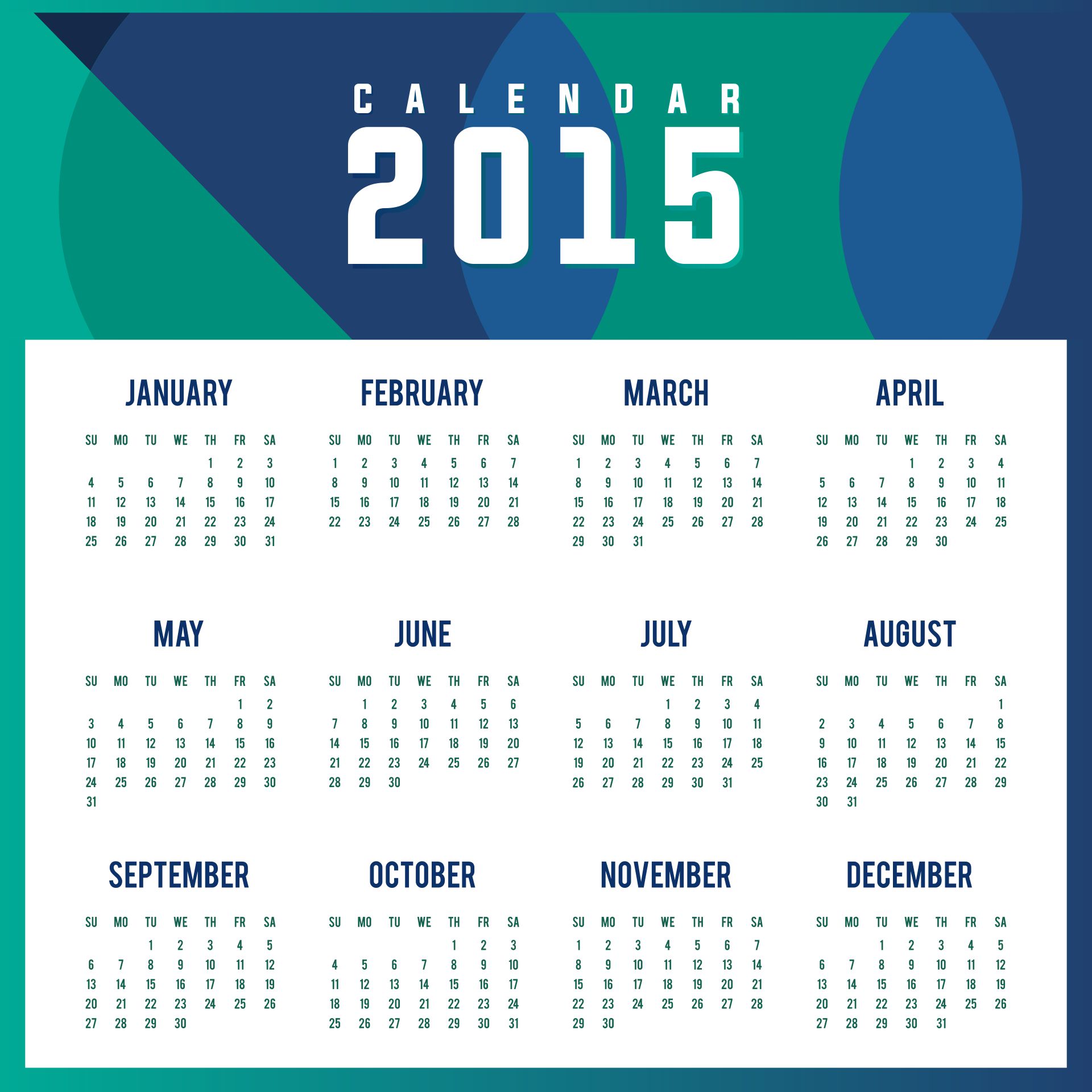 2015 Calendar Printable Free