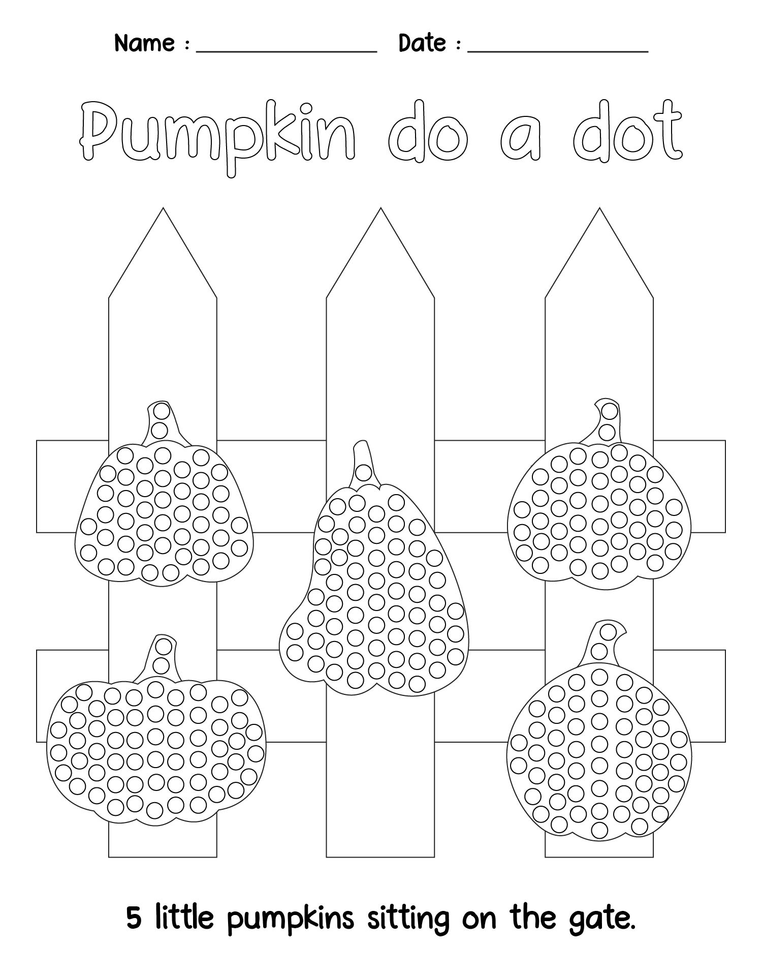 5 Little Pumpkins Worksheet