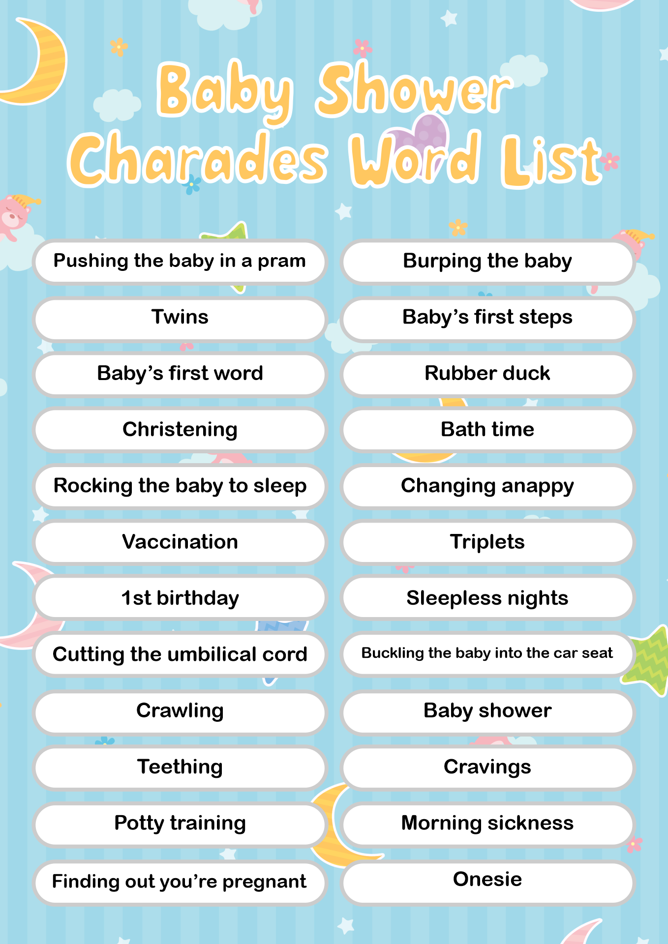 Charades Words 10 Free PDF Printables Printablee