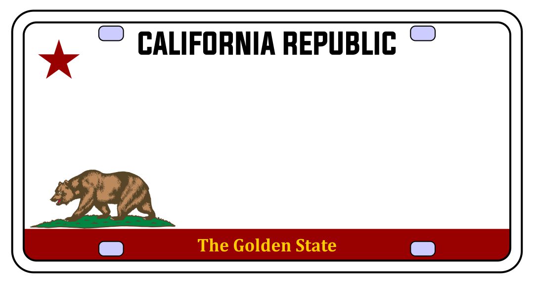 Blank California License Plate