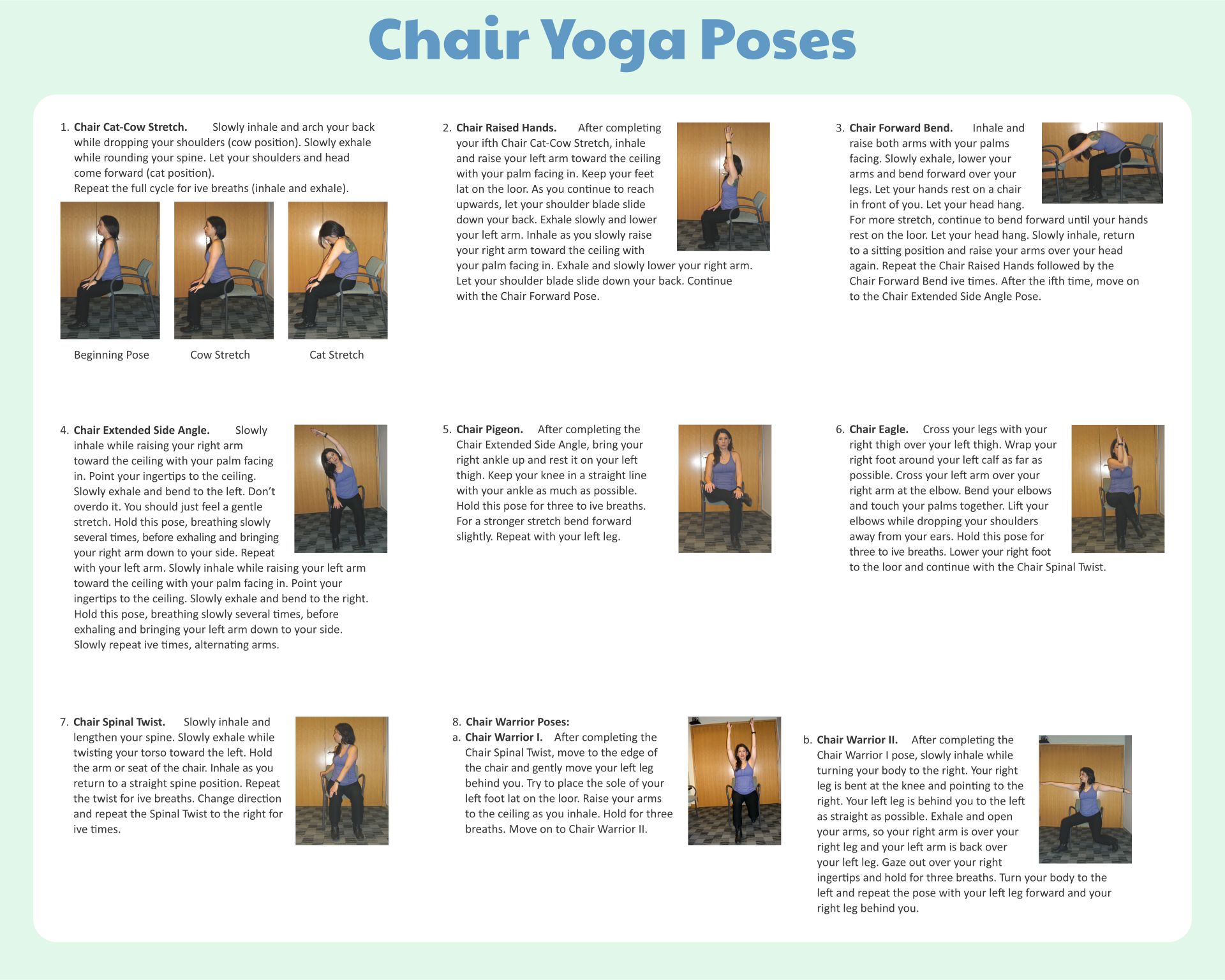Seated Exercises For Seniors Handout Elcho Table