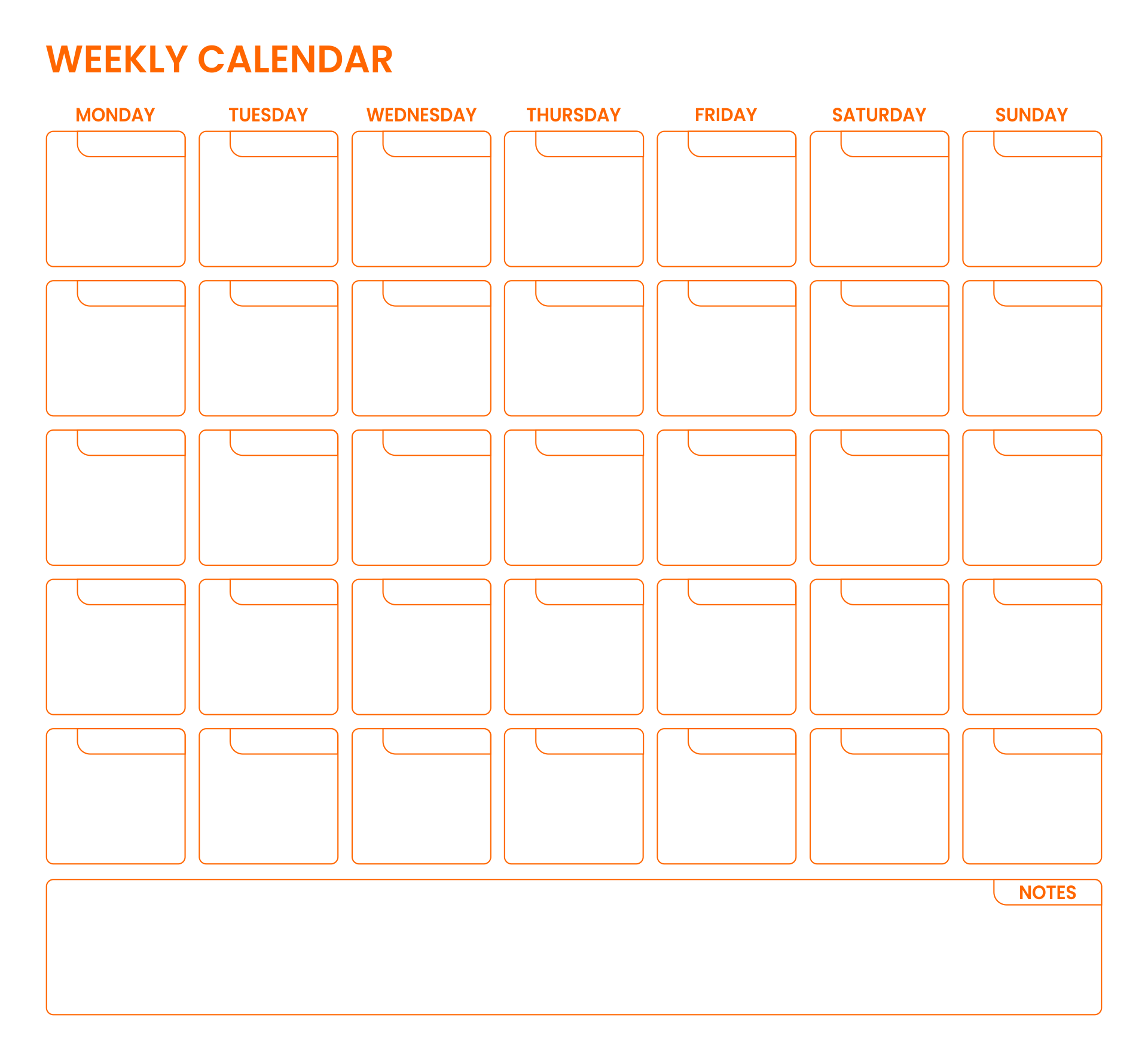 Custom Weekly Printable Calendar