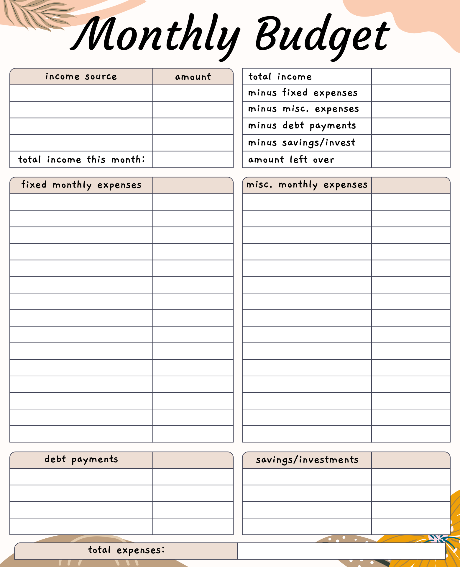  Printable Dave Ramsey Budget Worksheets