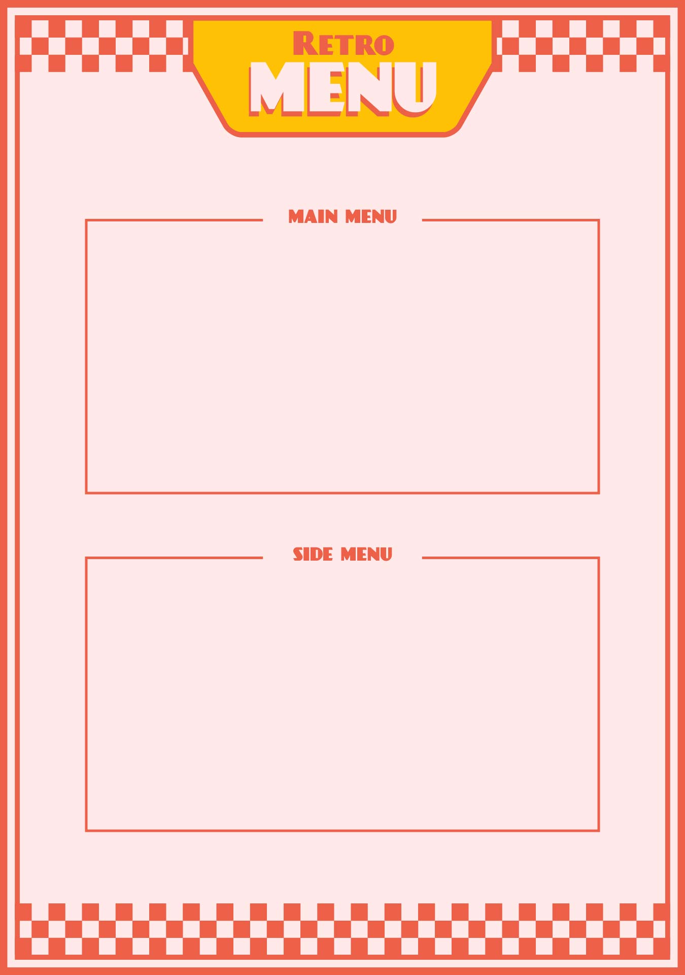 Printable Restaurant Menu Template