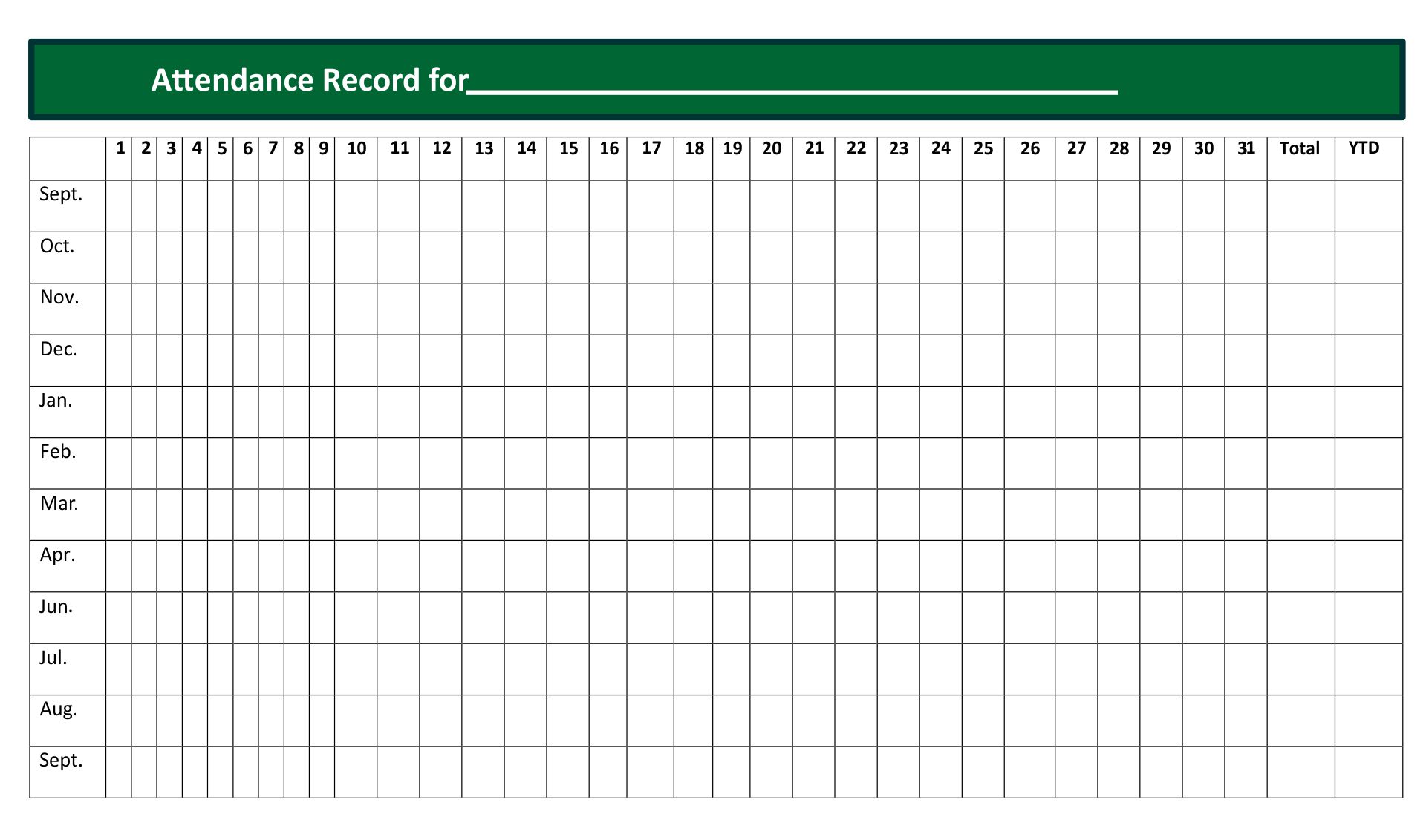 Printable Homeschool Attendance Record