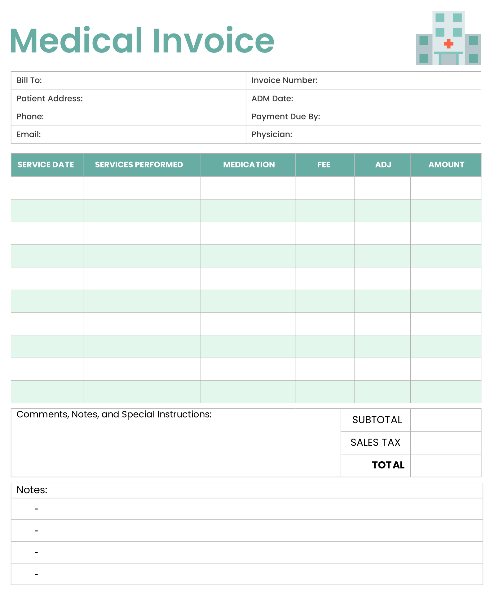 10 Best Medical Billing Forms Free Printable