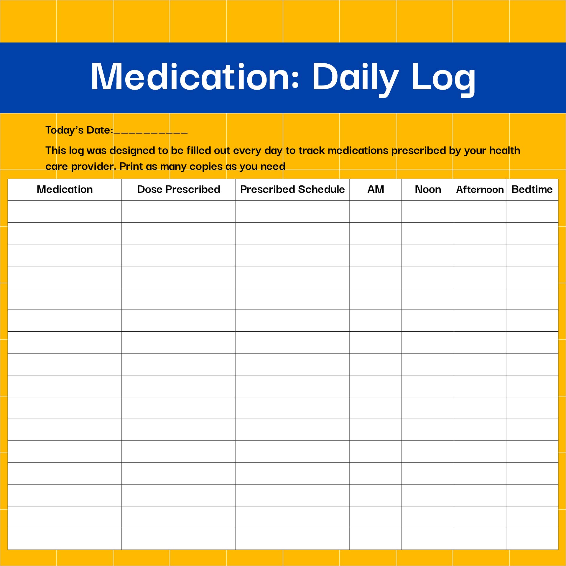 Printable Medication Log Sheets