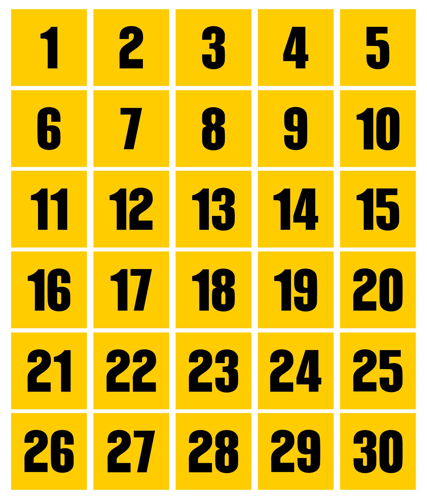 Large Printable Numbers 1 30