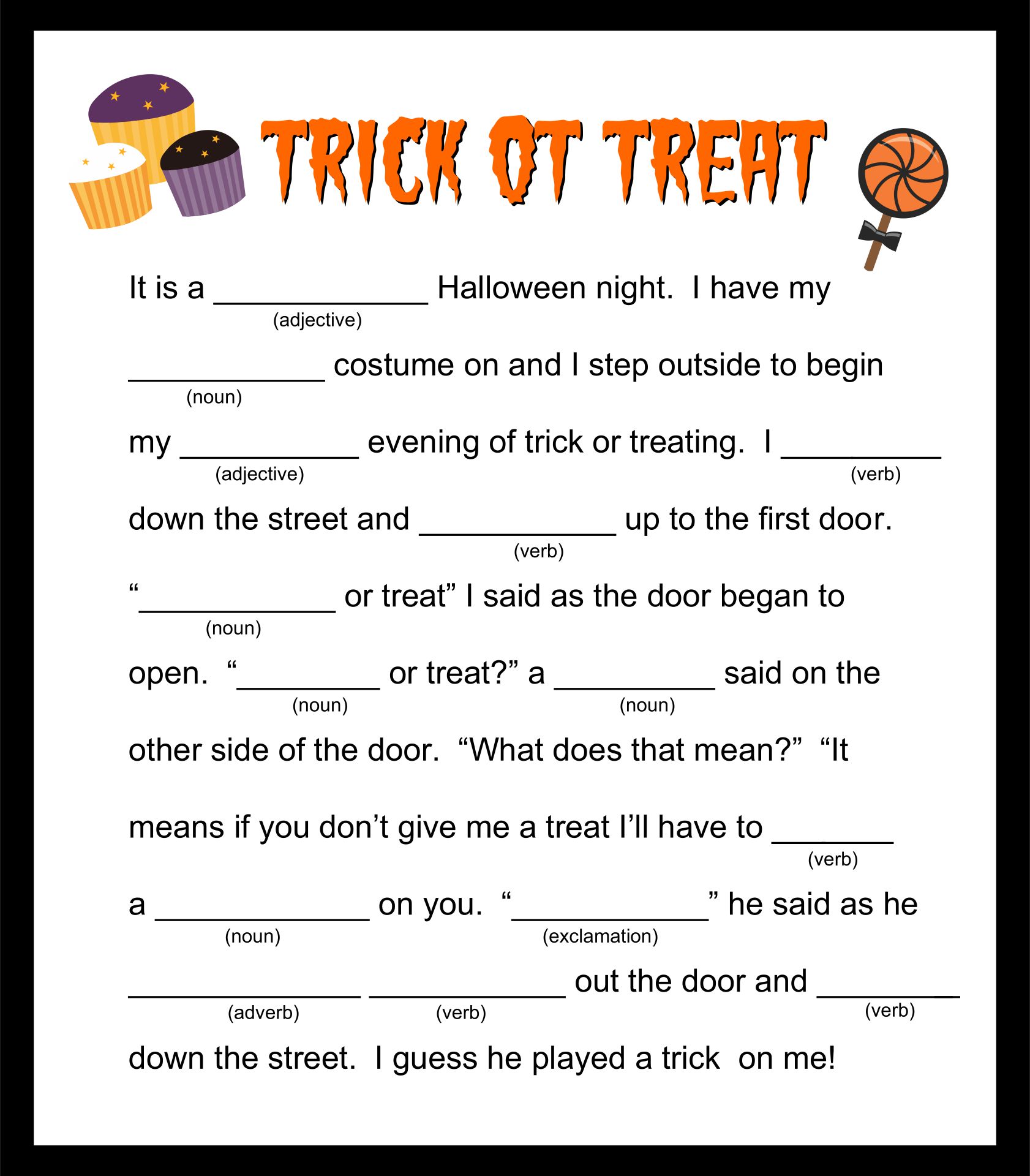10 Best Halloween Mad Libs Printable Worksheets