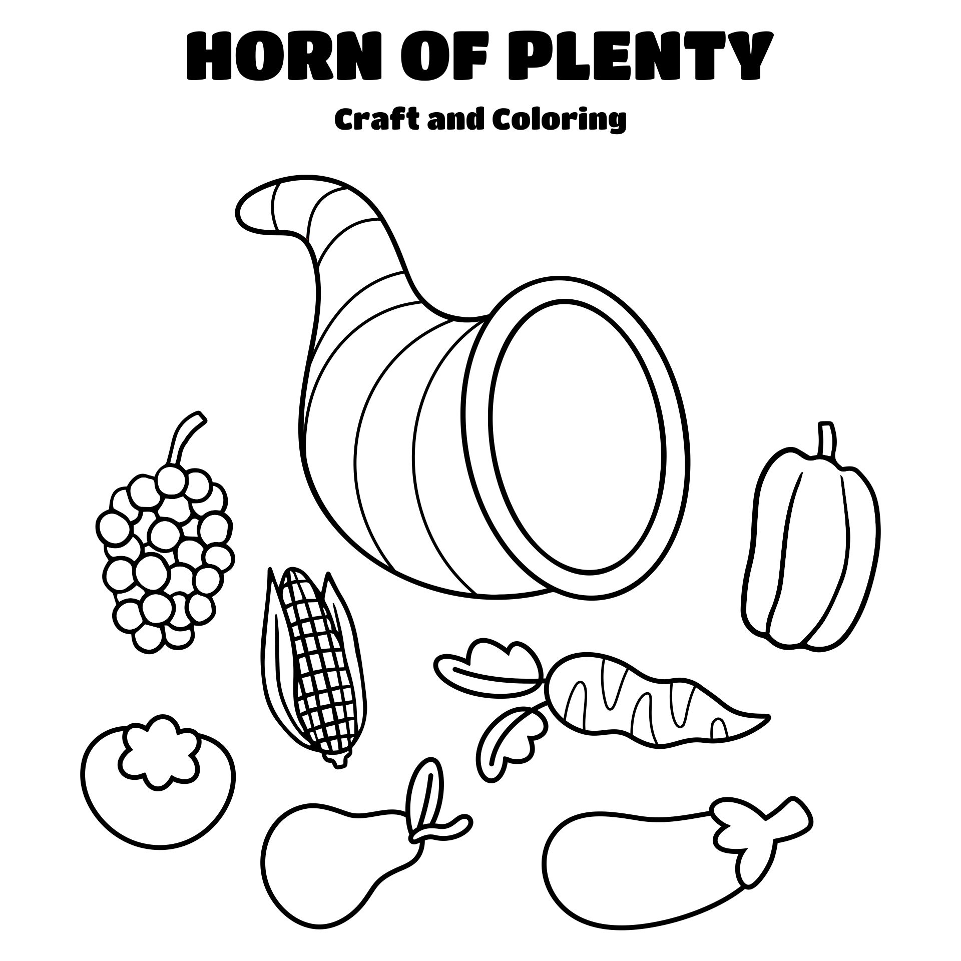 Horn of Plenty Coloring Pages Printable