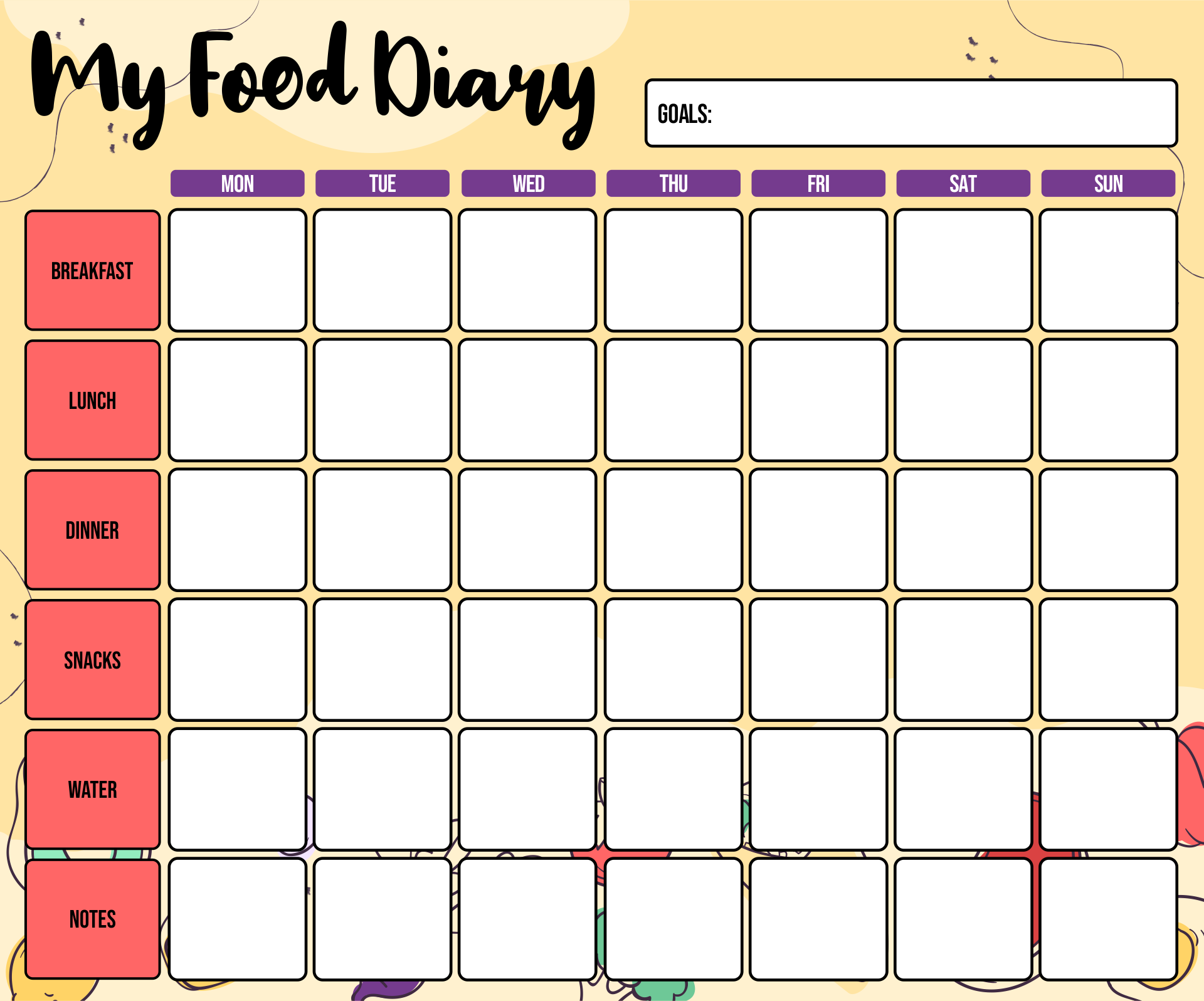  Printable Diet Journal Template