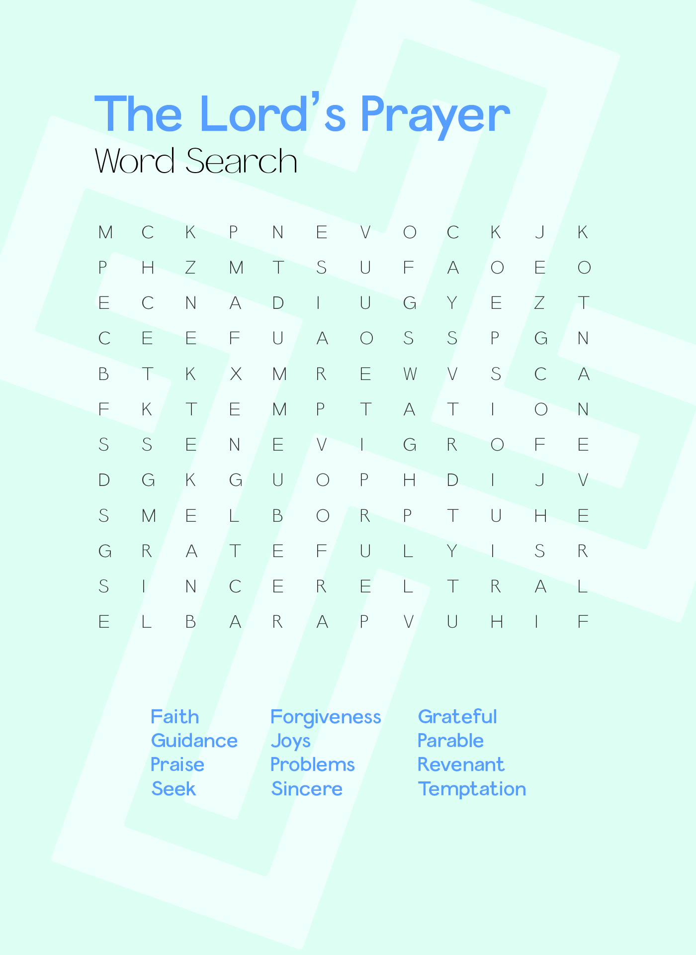 LDS Prayer Word Search Printable