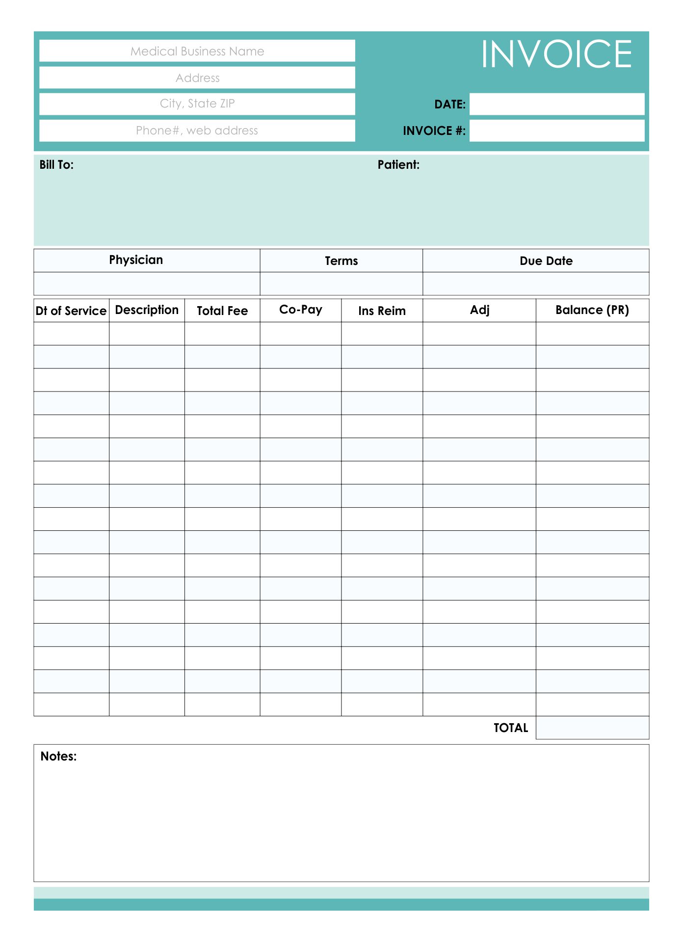 Medical Billing Invoice Template