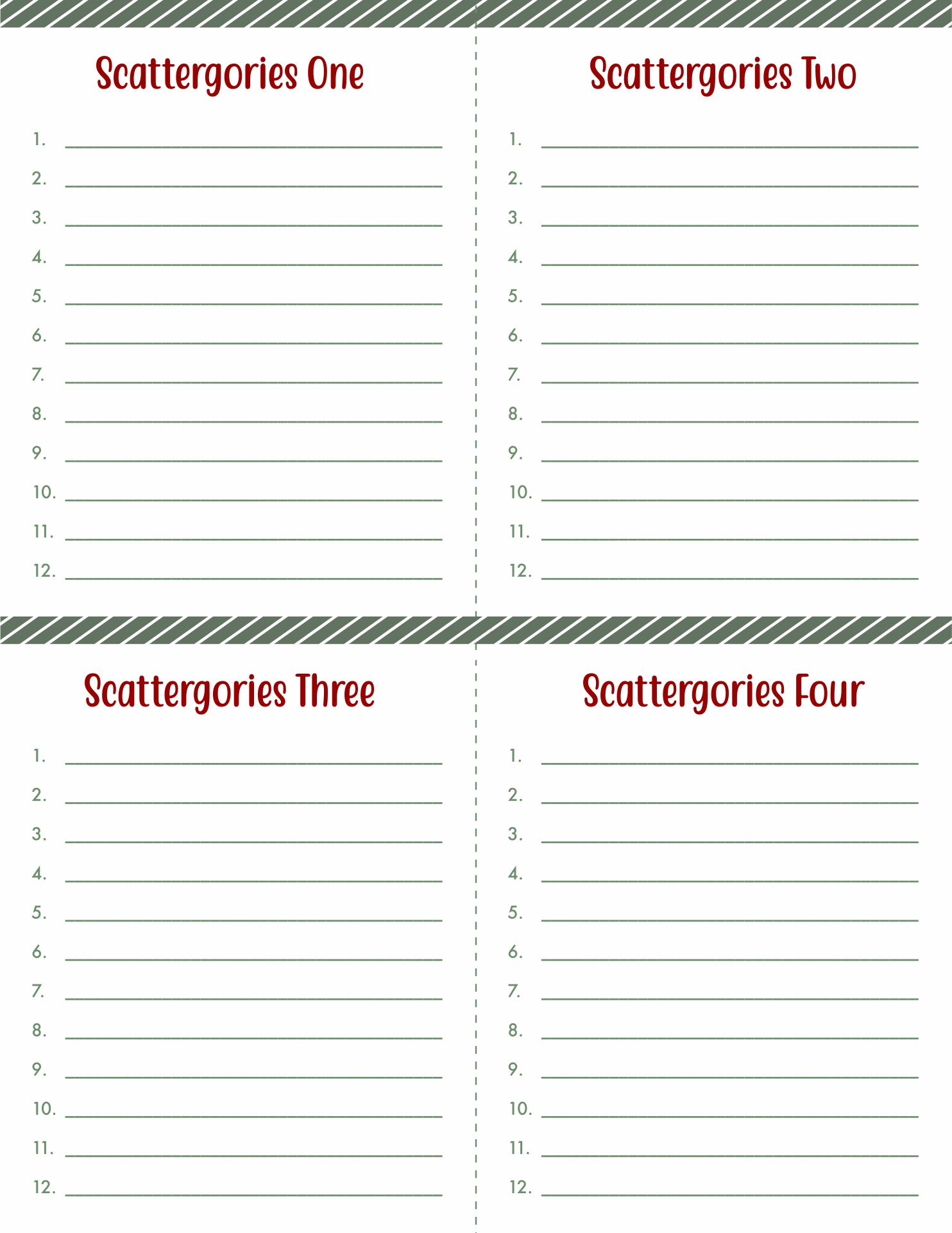 scattergories printable sheets list 1