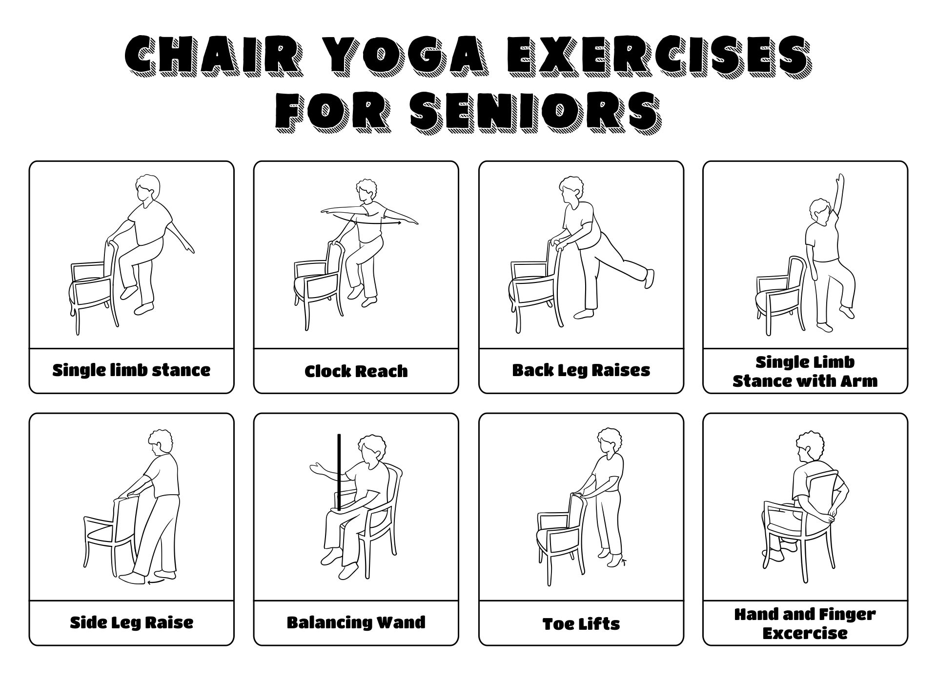 Chair Yoga Exercises For Seniors - 20 Free PDF Printables | Printablee