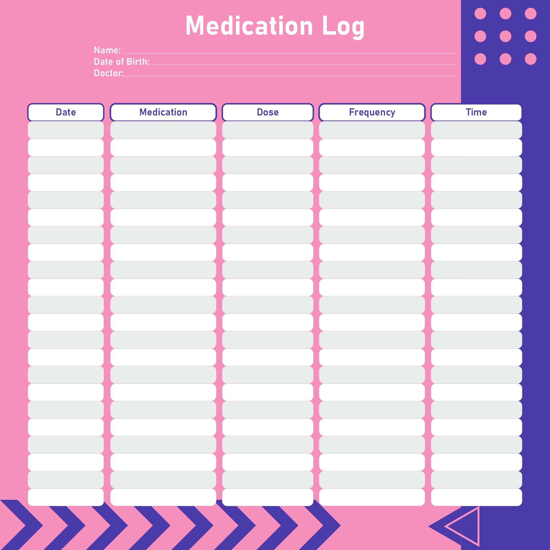 Printable Daily Medication Log Template