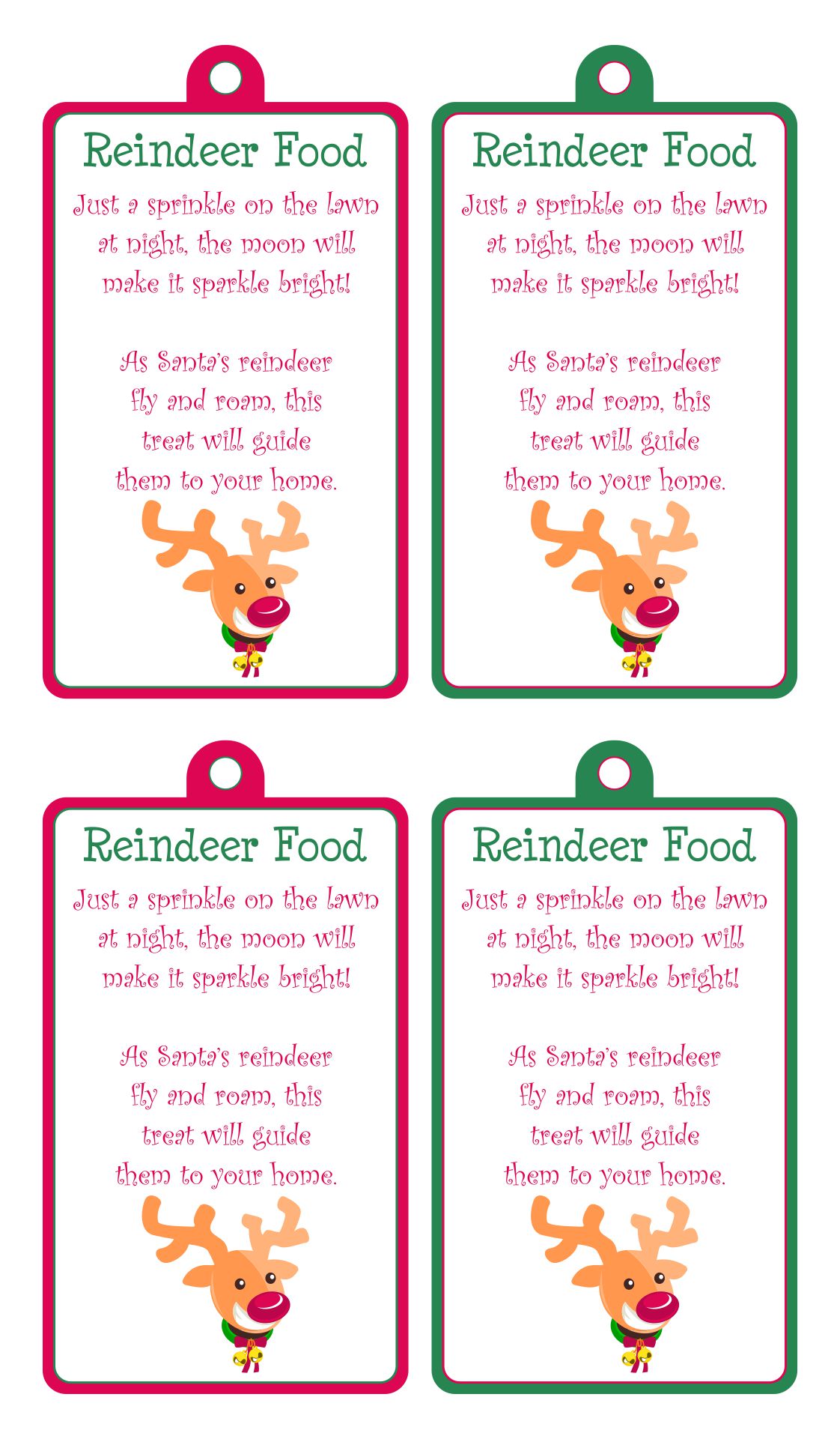 Reindeer Food Poem Printable Tags