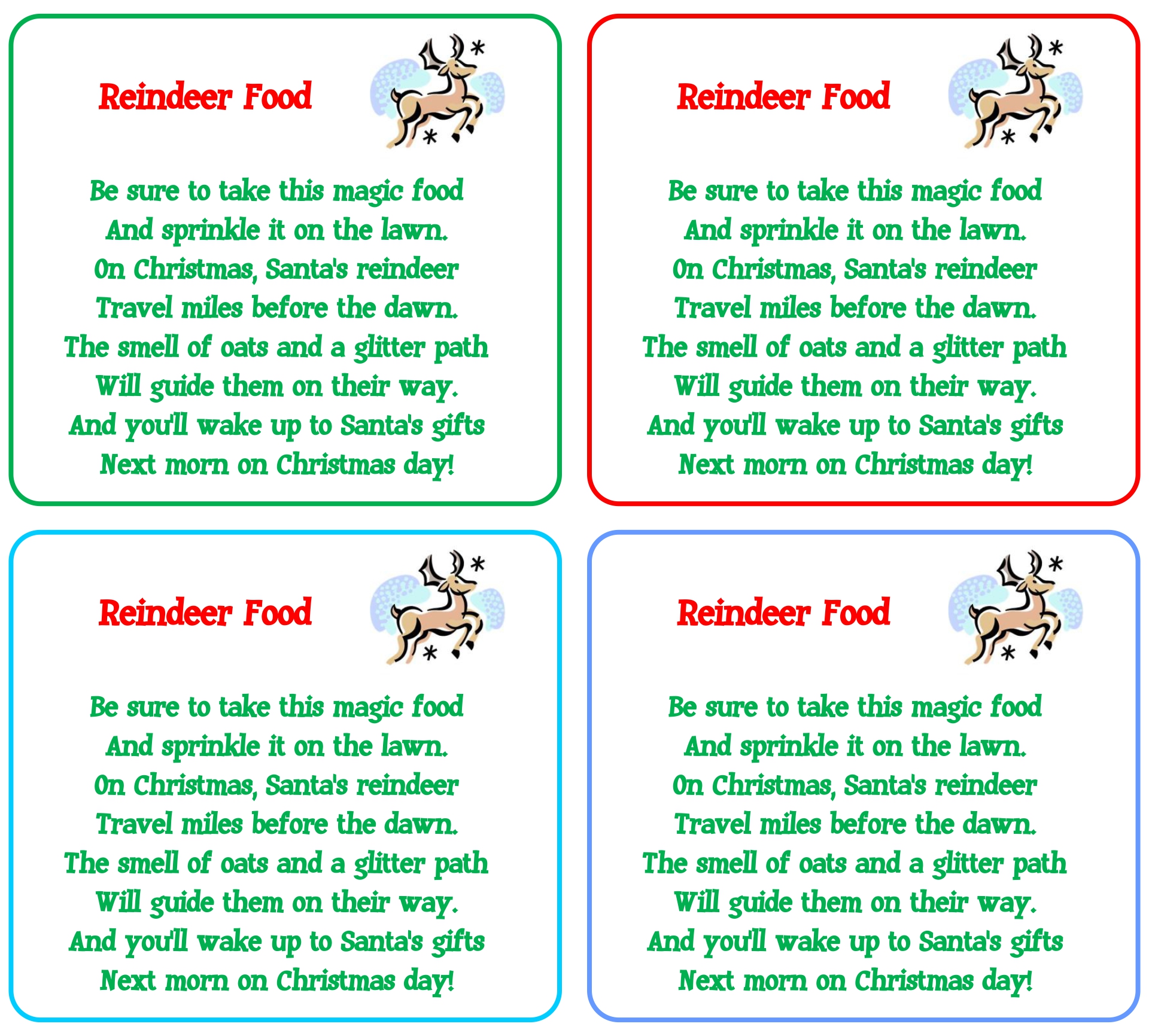 Reindeer Food Poem Printable Labels