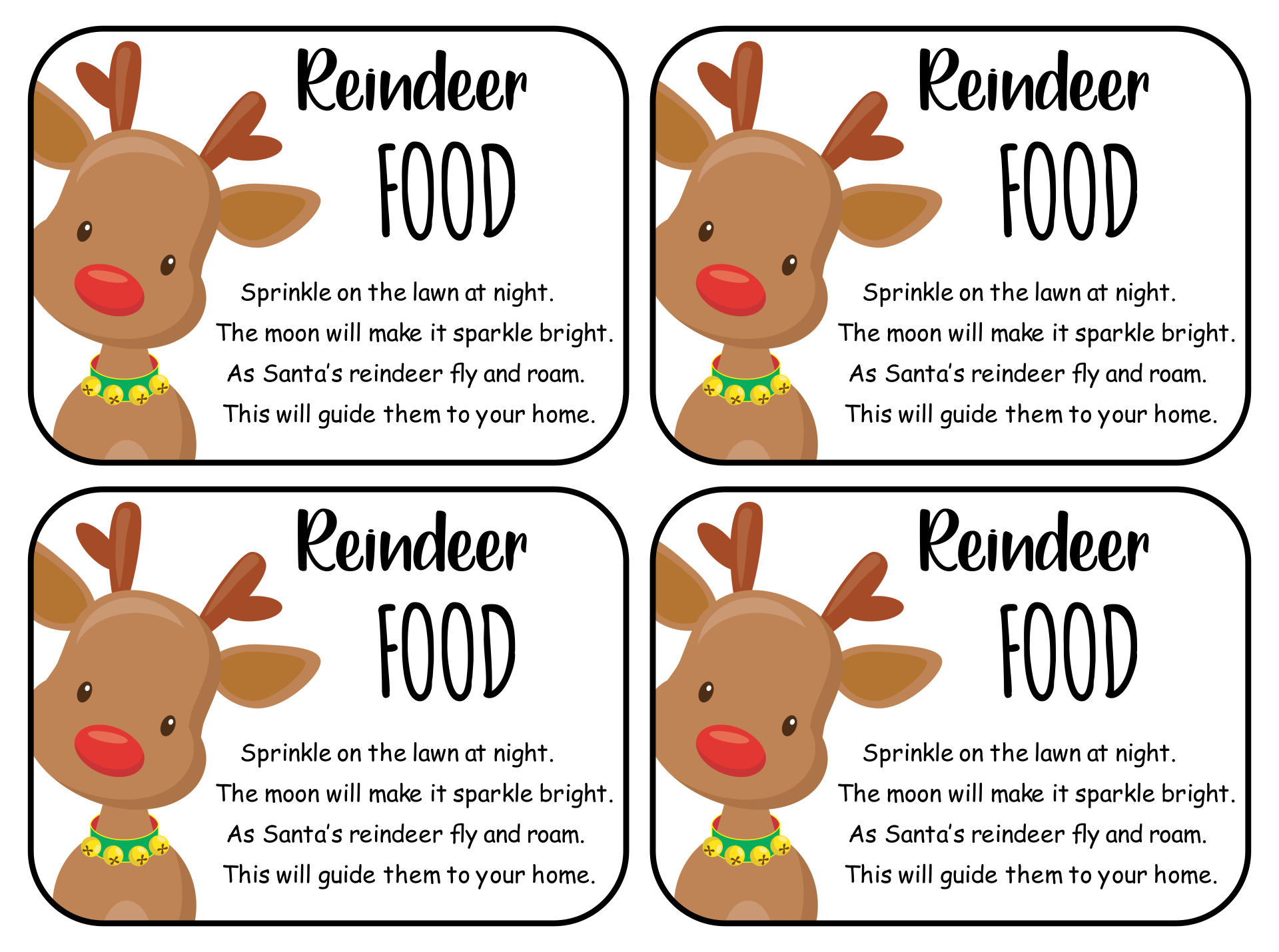 Magic Reindeer Dust Poem and Reindeer Food Bag Label