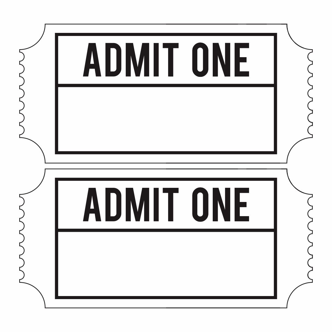 20 Best Free Printable Admit One Ticket Templates - printablee.com In Blank Admission Ticket Template