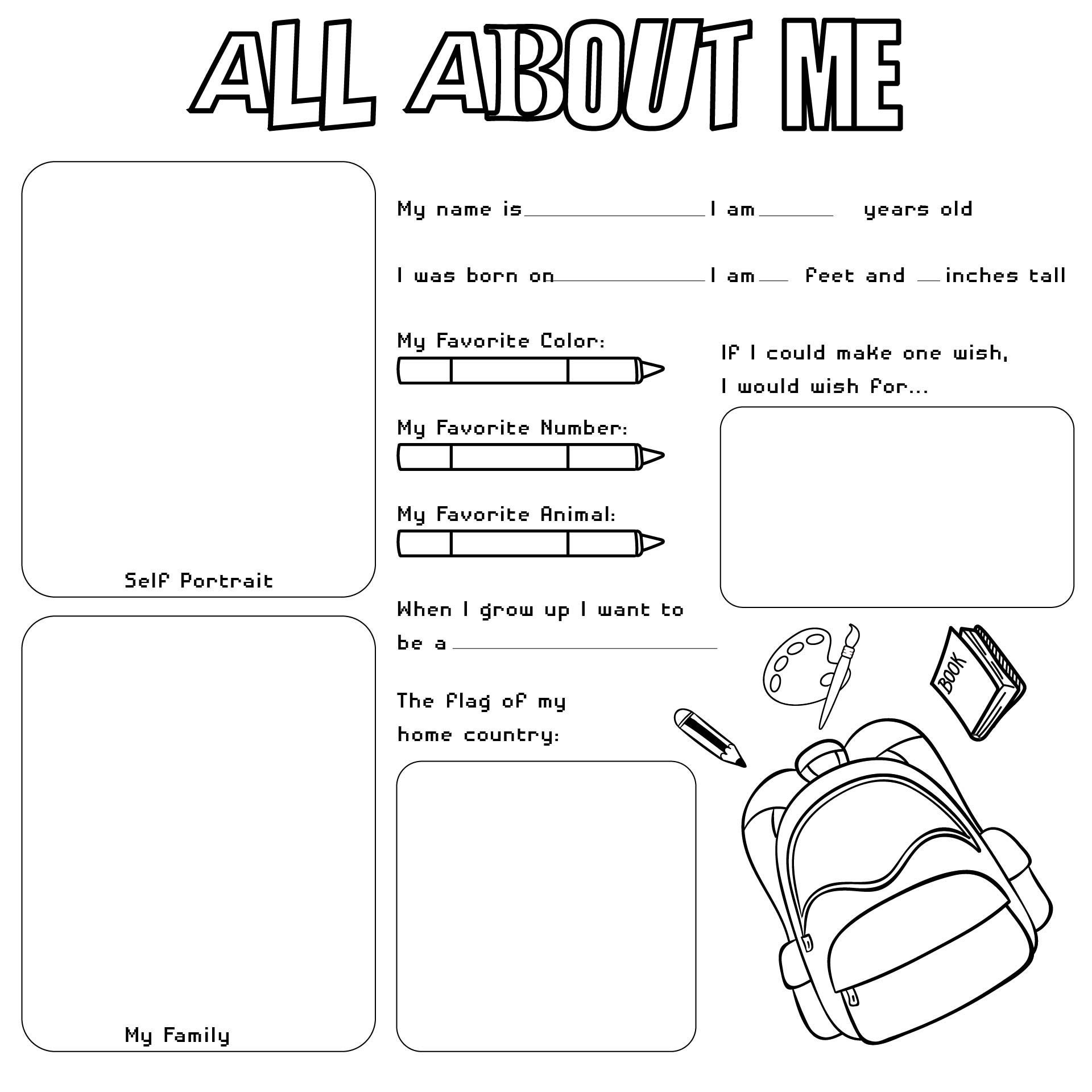 All About Me Printables Free