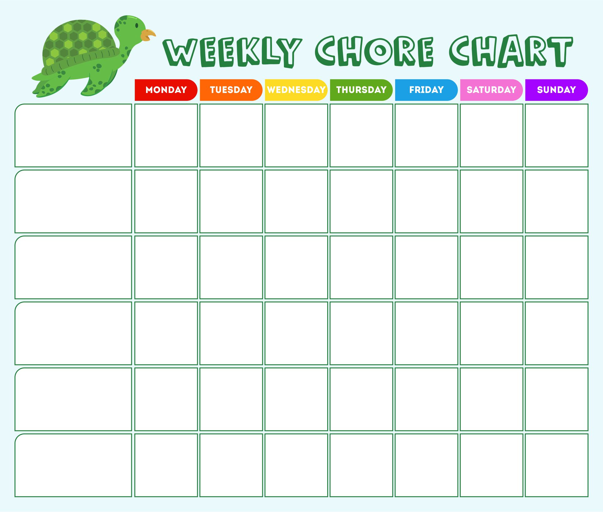10 Best Blank Weekly Chore Chart Printable Templates Printablee