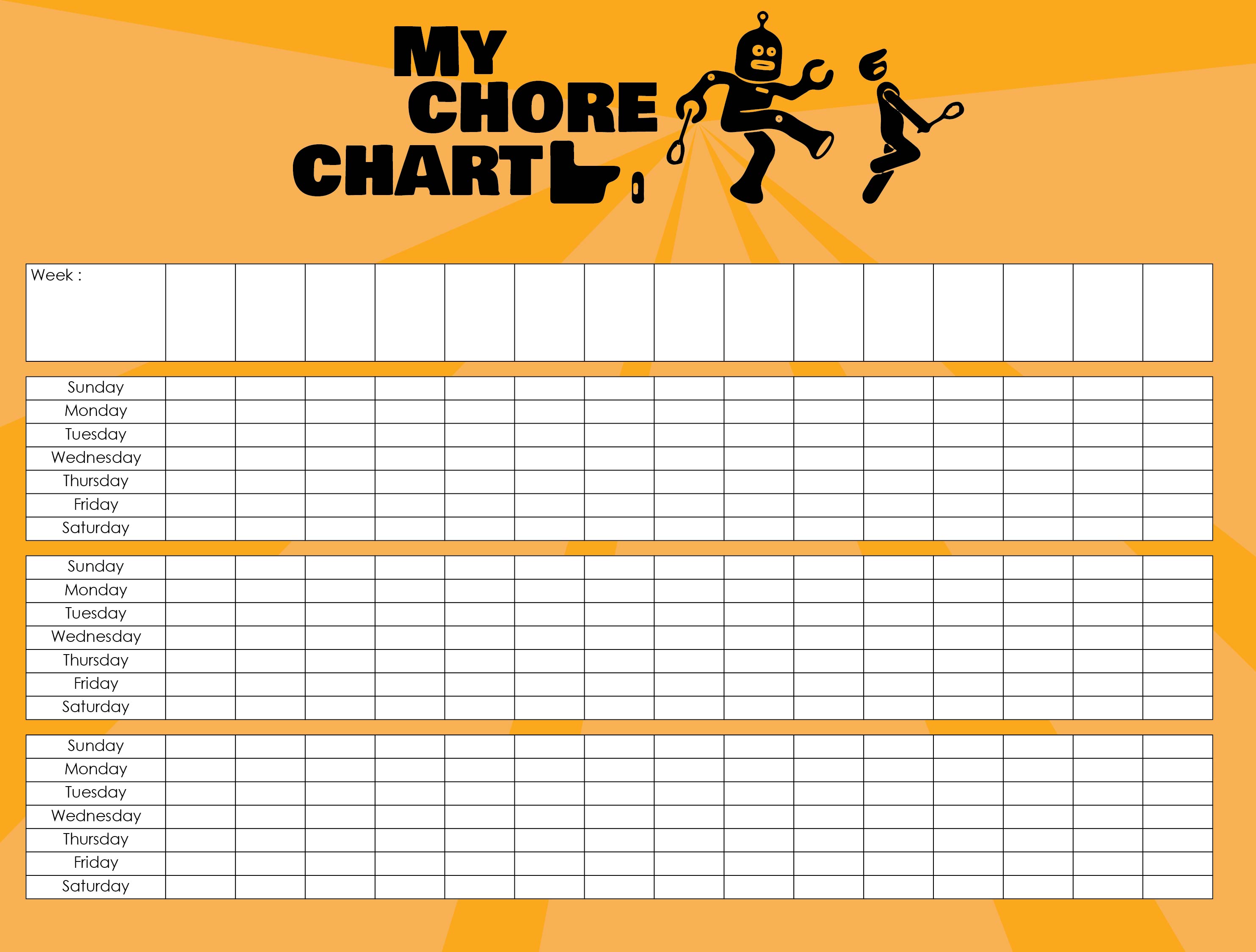 10 Best Blank Weekly Chore Chart Printable Templates - printablee.com