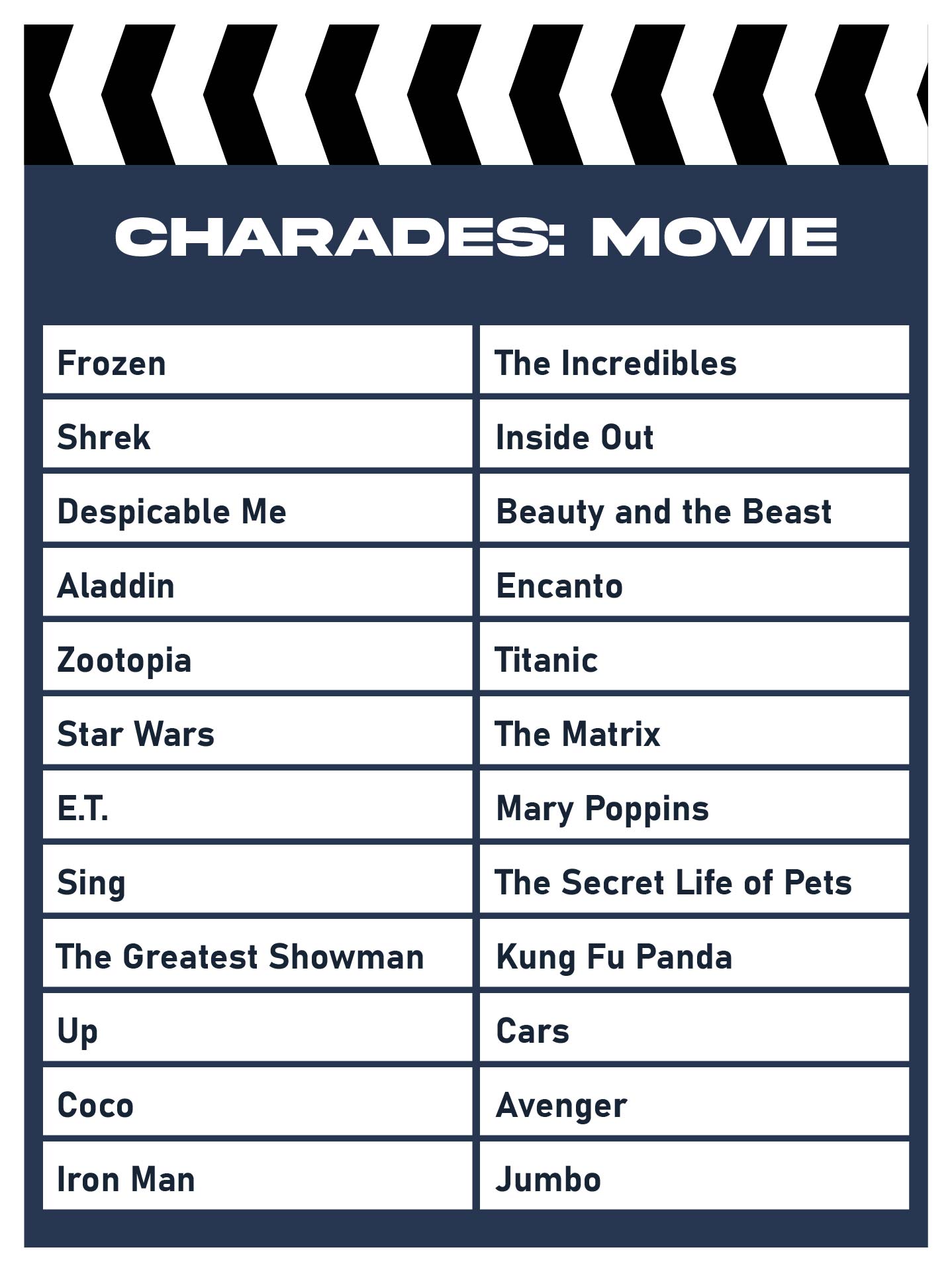 10 Best Printable Charades Movie Lists Printablee Com