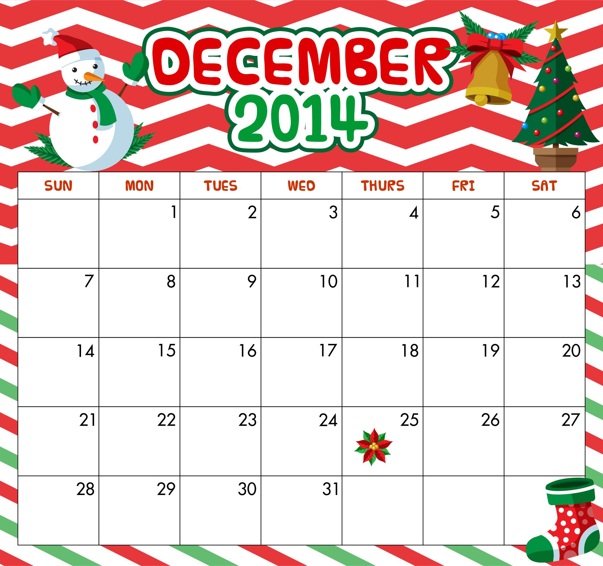 Christmas 2014 Calendar Printable