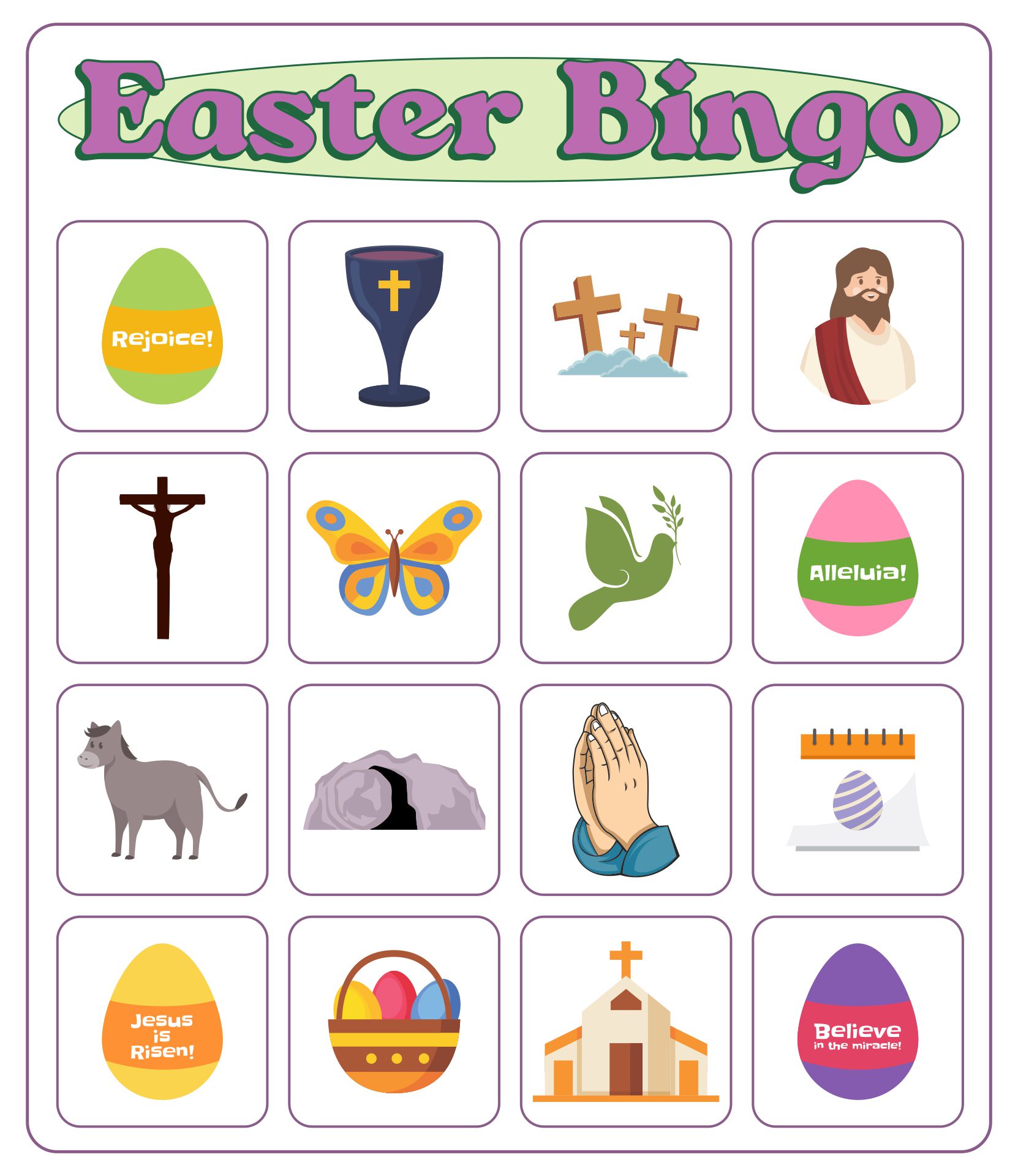 Easter Bingo Game for Church