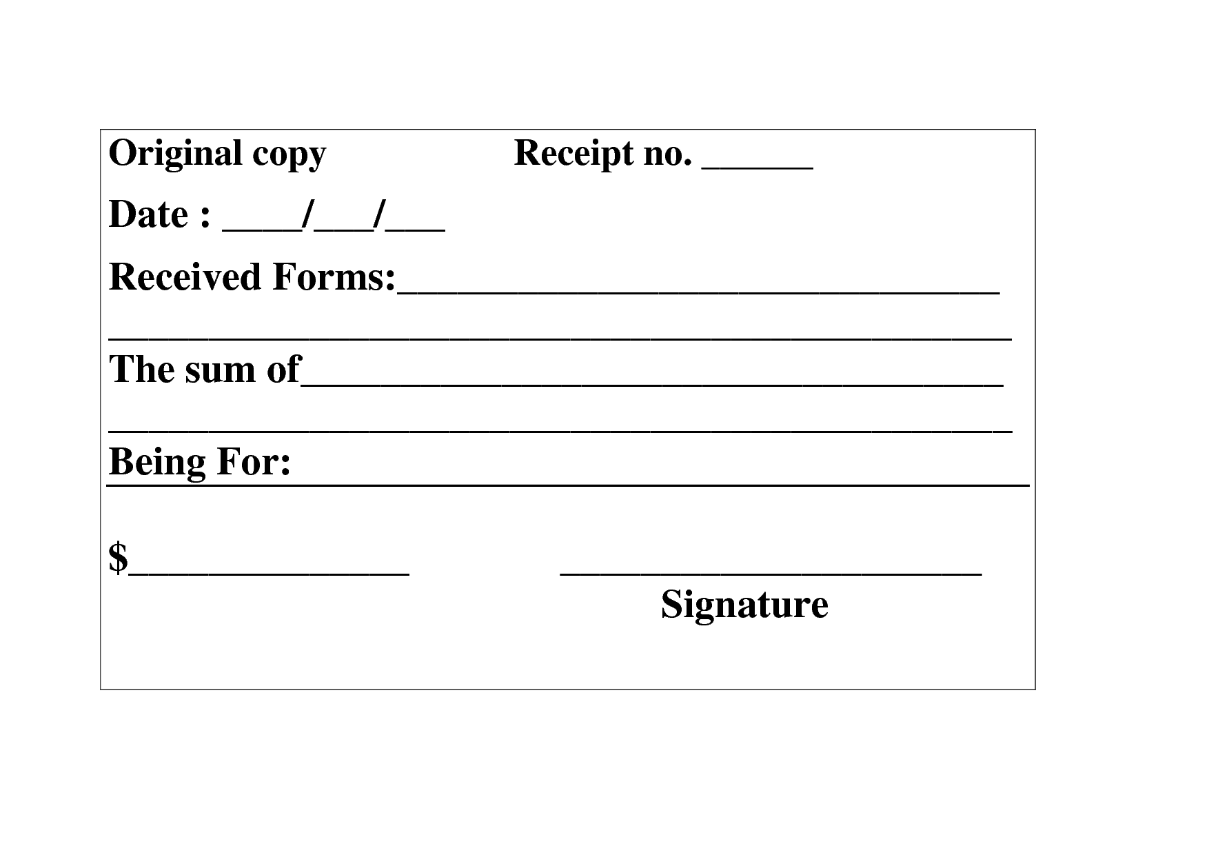 Copy Blank Receipt Form