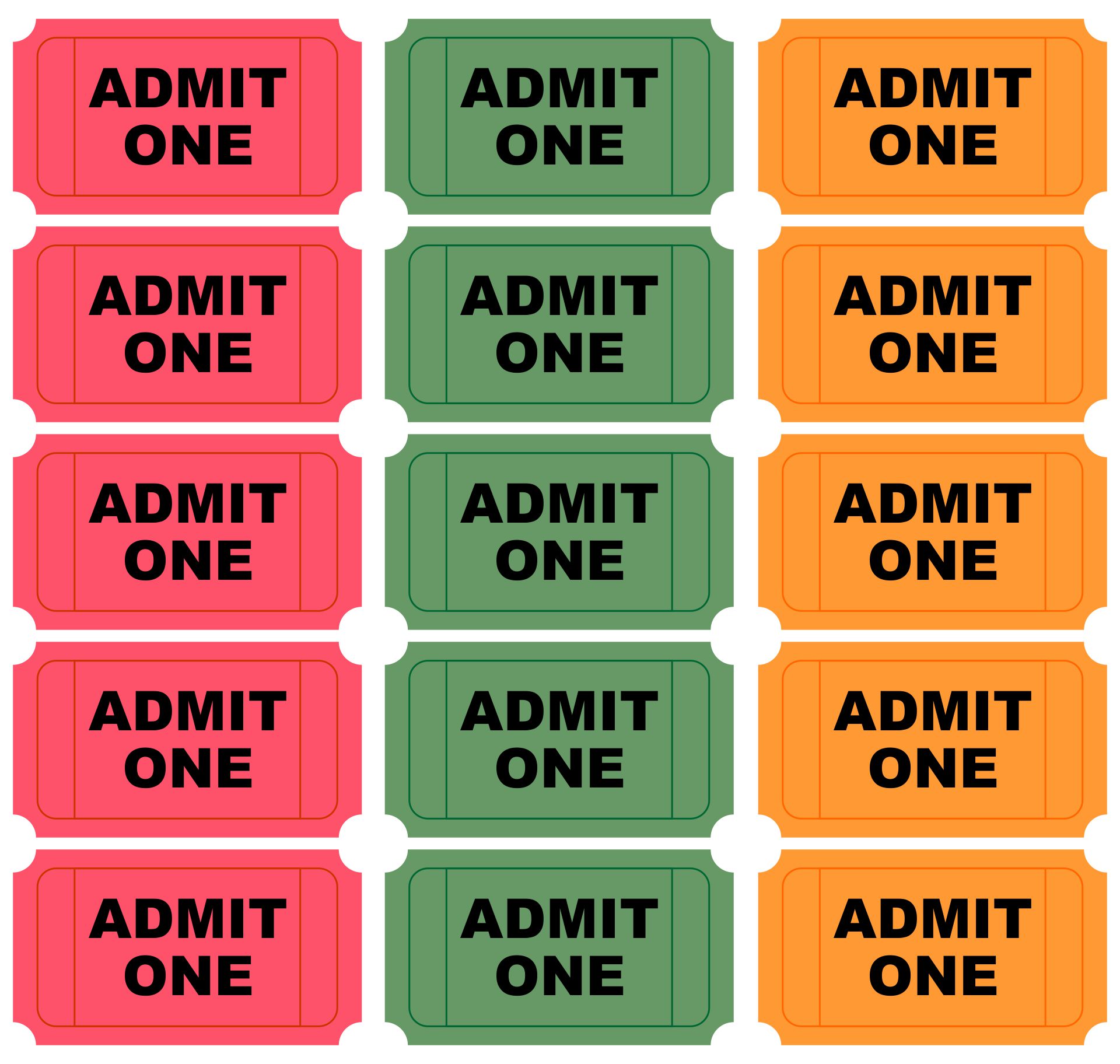 Admit One Ticket Printable Free