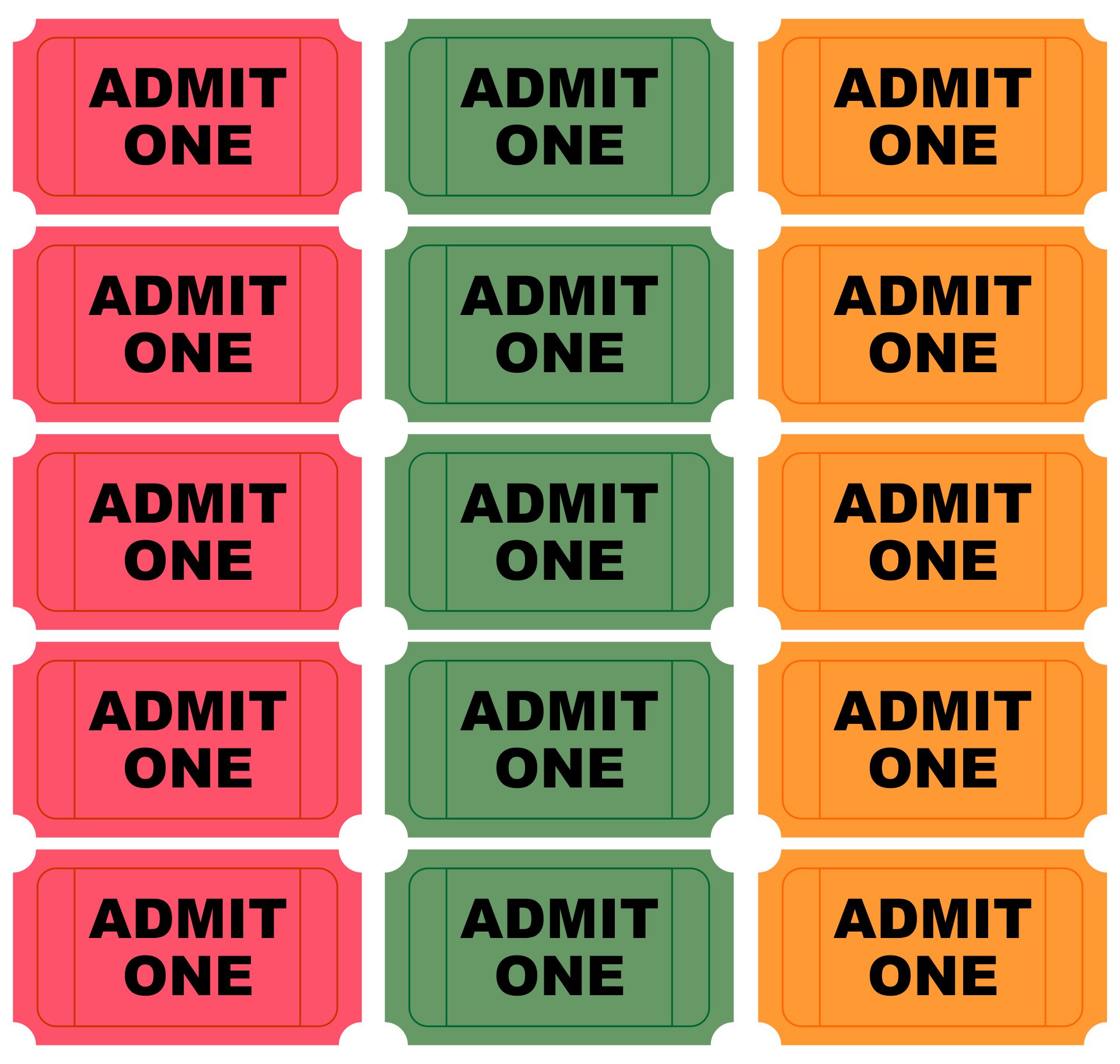 Ticket Admit One Template Collection