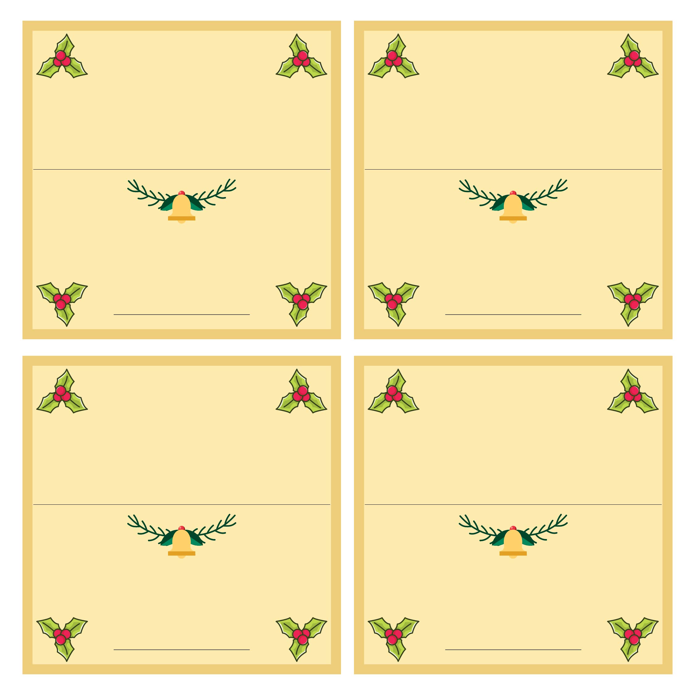 Free Printable Christmas Place Cards Template Printable Word Searches