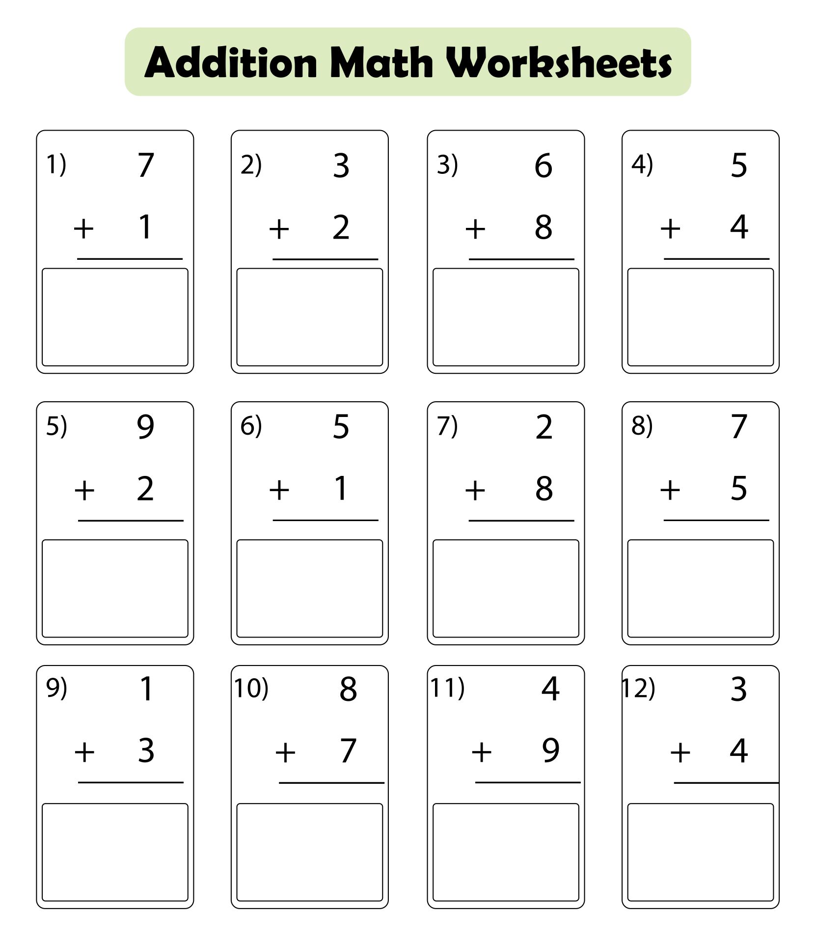 Printable First Grade Math Worksheets