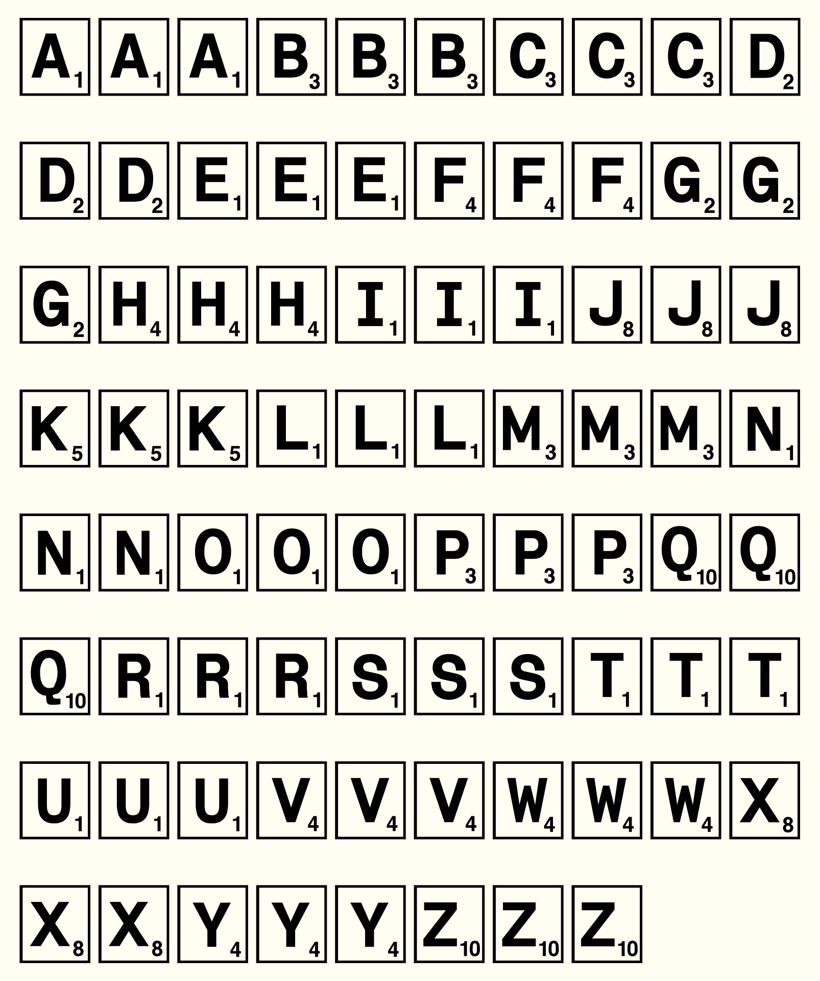 Printable Scrabble Letters