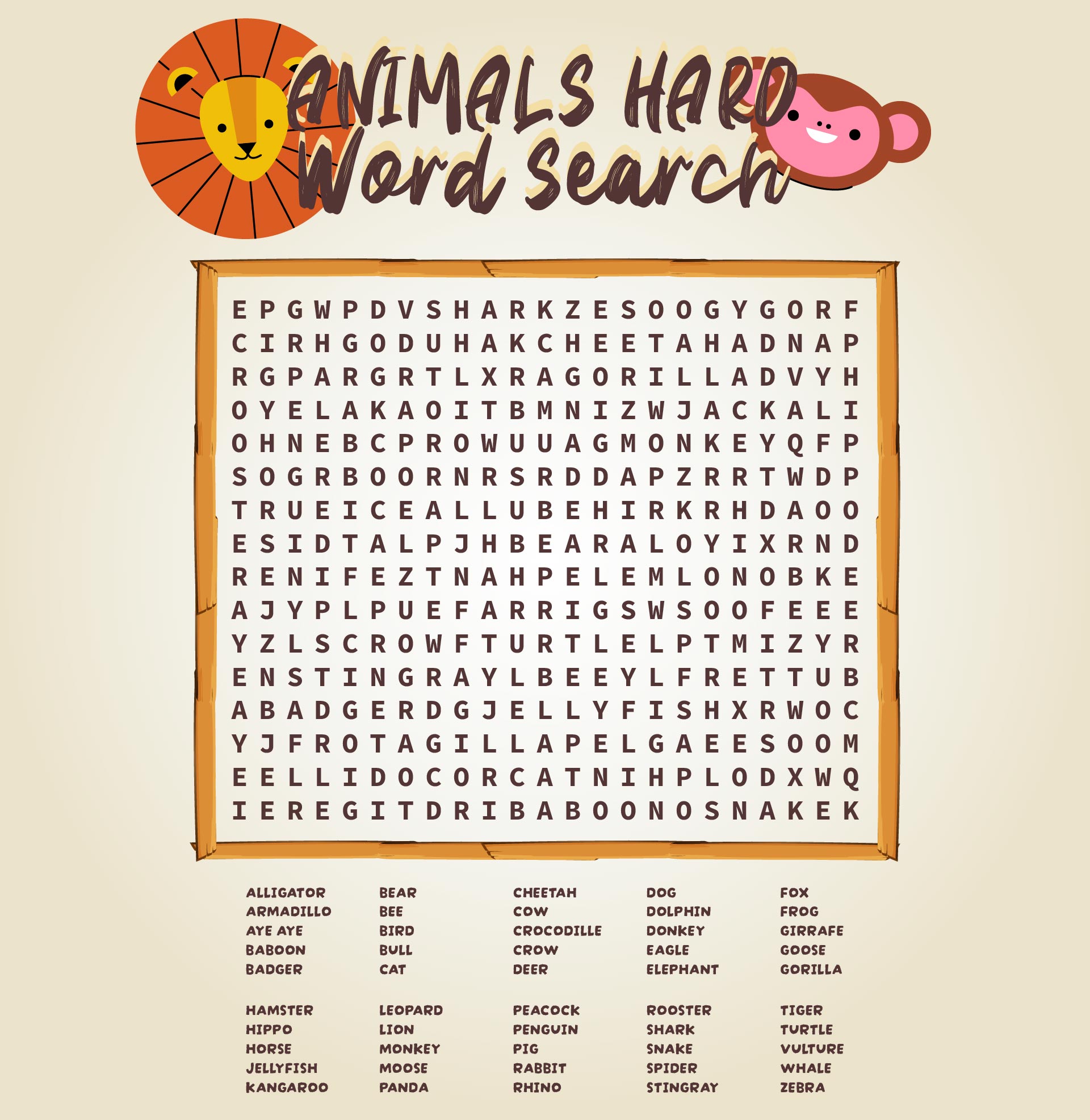 Very Hard Word Searches Printable