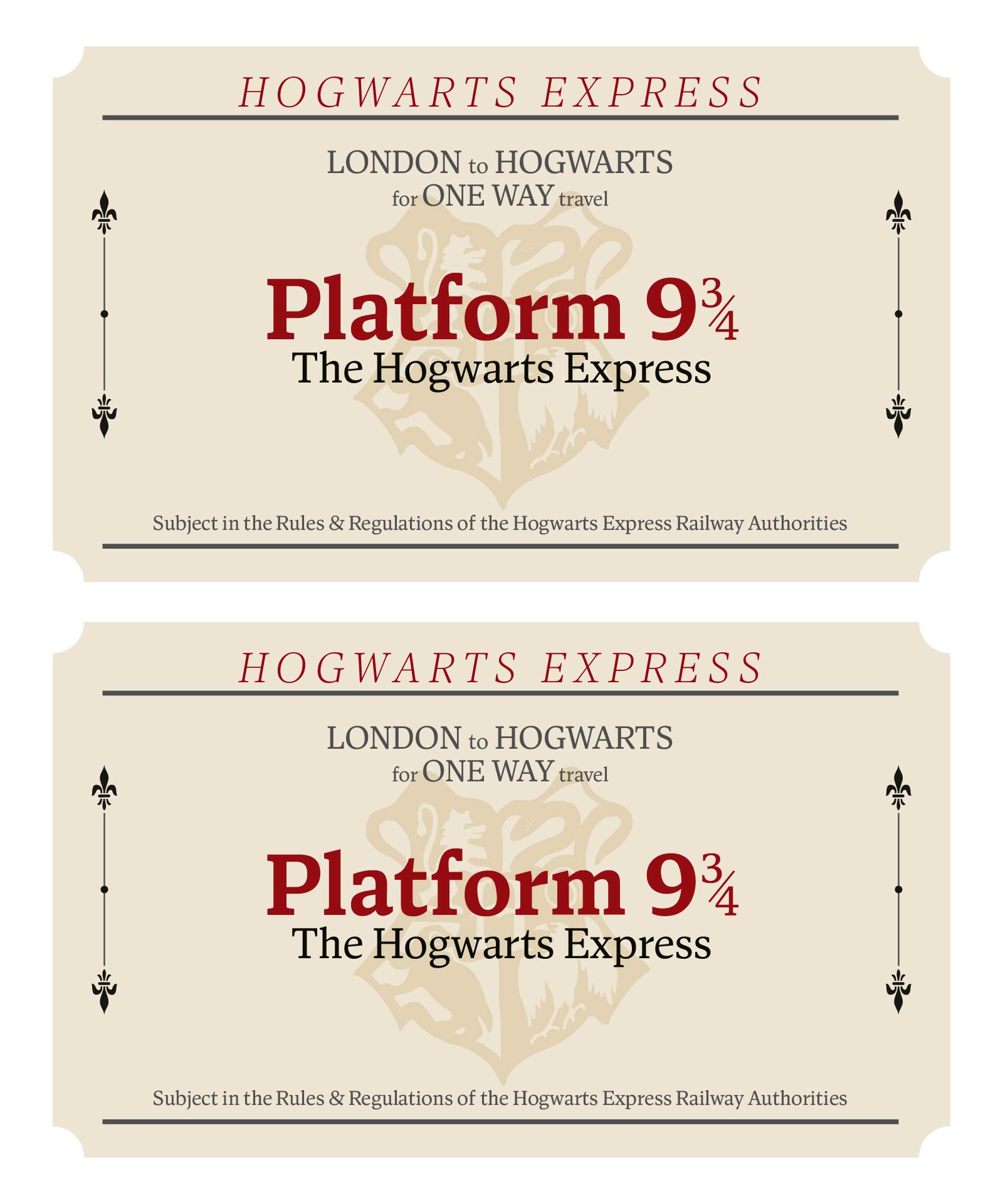 Harry Potter Train Ticket Printable Free PRINTABLE TEMPLATES
