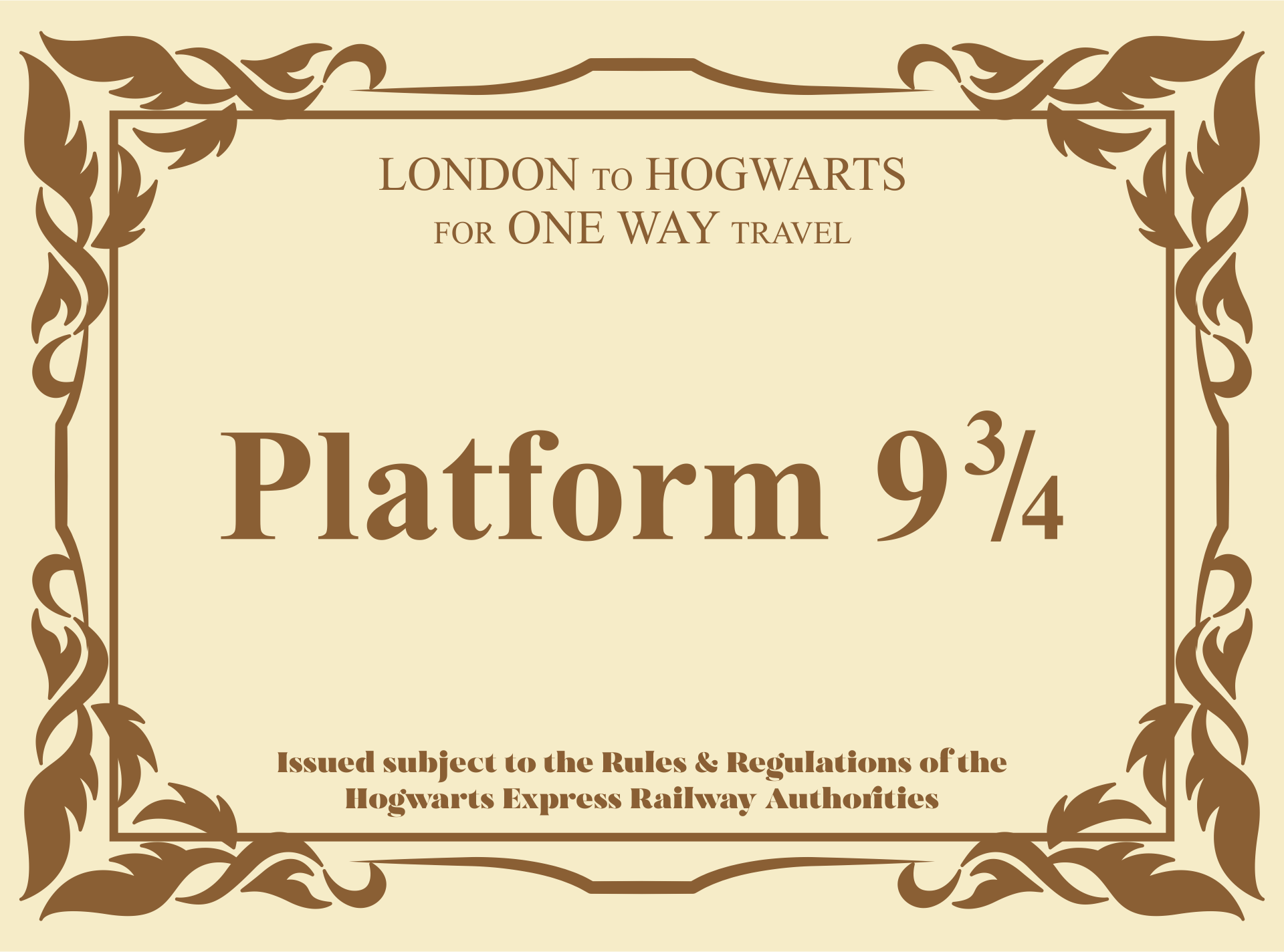 Platform 9 3 4 Ticket Printable