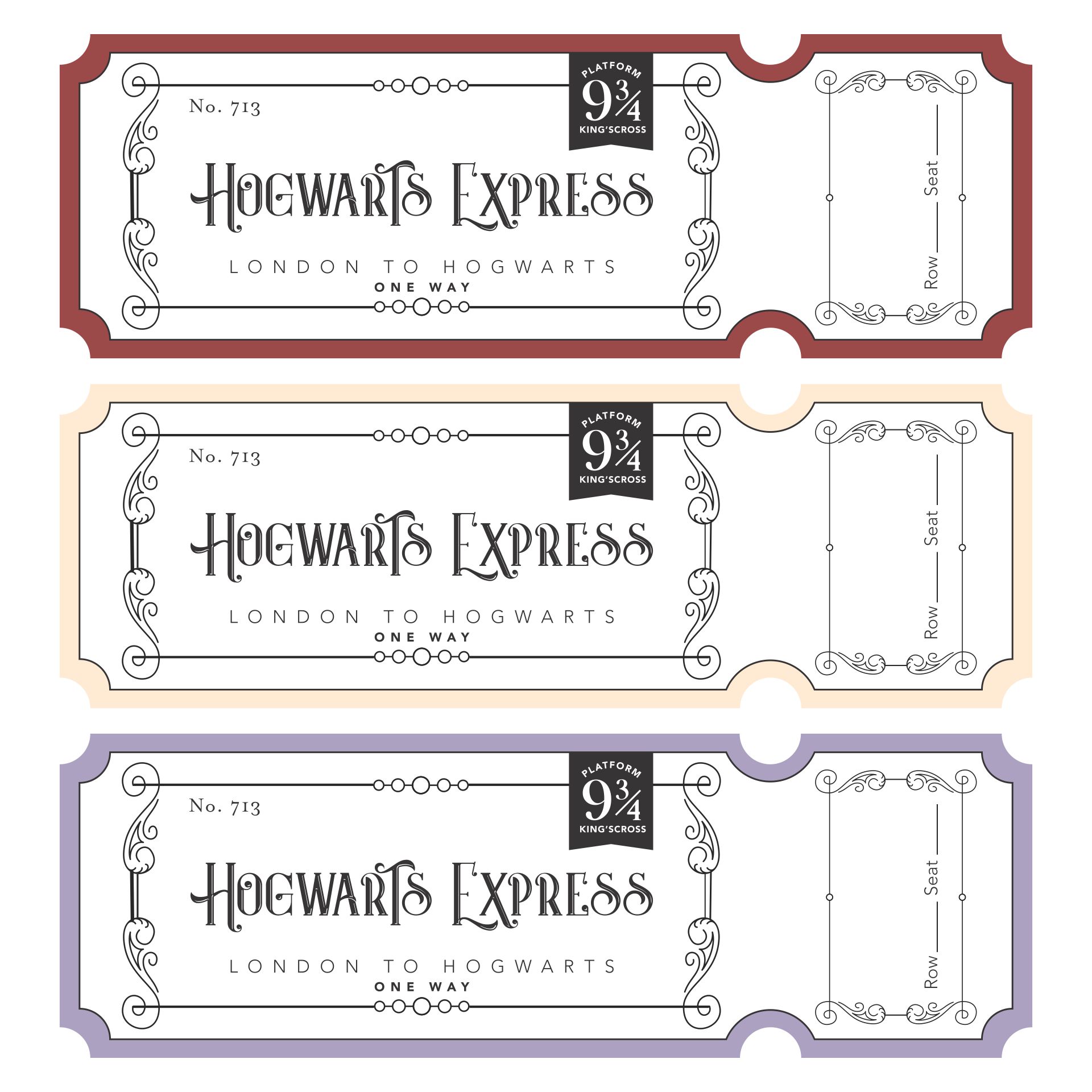 Hogwarts Harry Potter Ticket Invitation