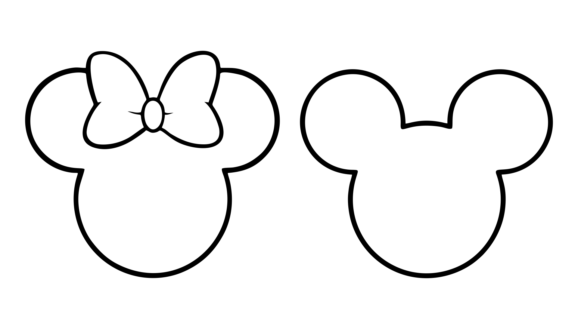 Mickey and Minnie Mouse Head Outline