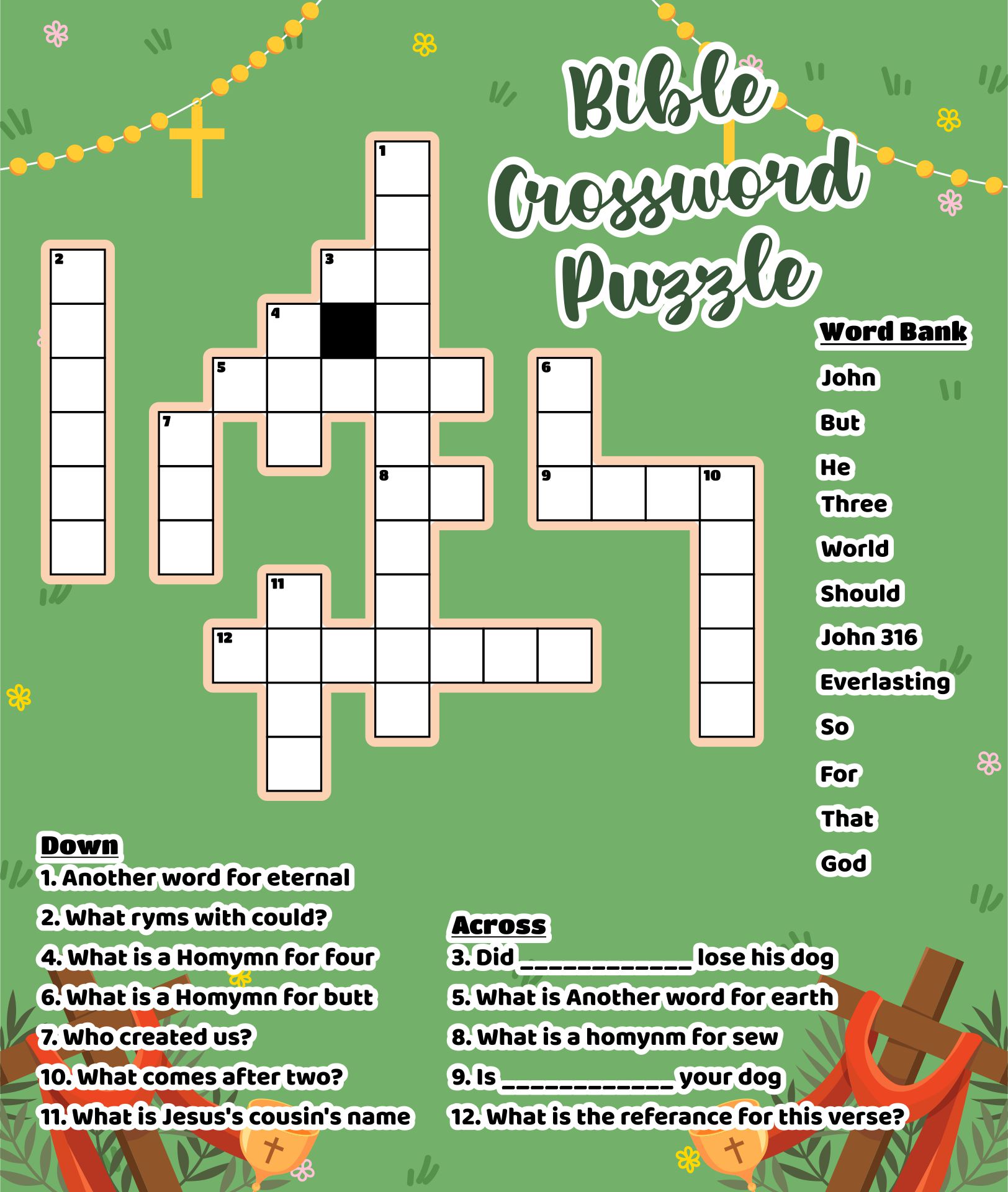 Bible Crossword Puzzles Printable Prntbl concejomunicipaldechinu gov co