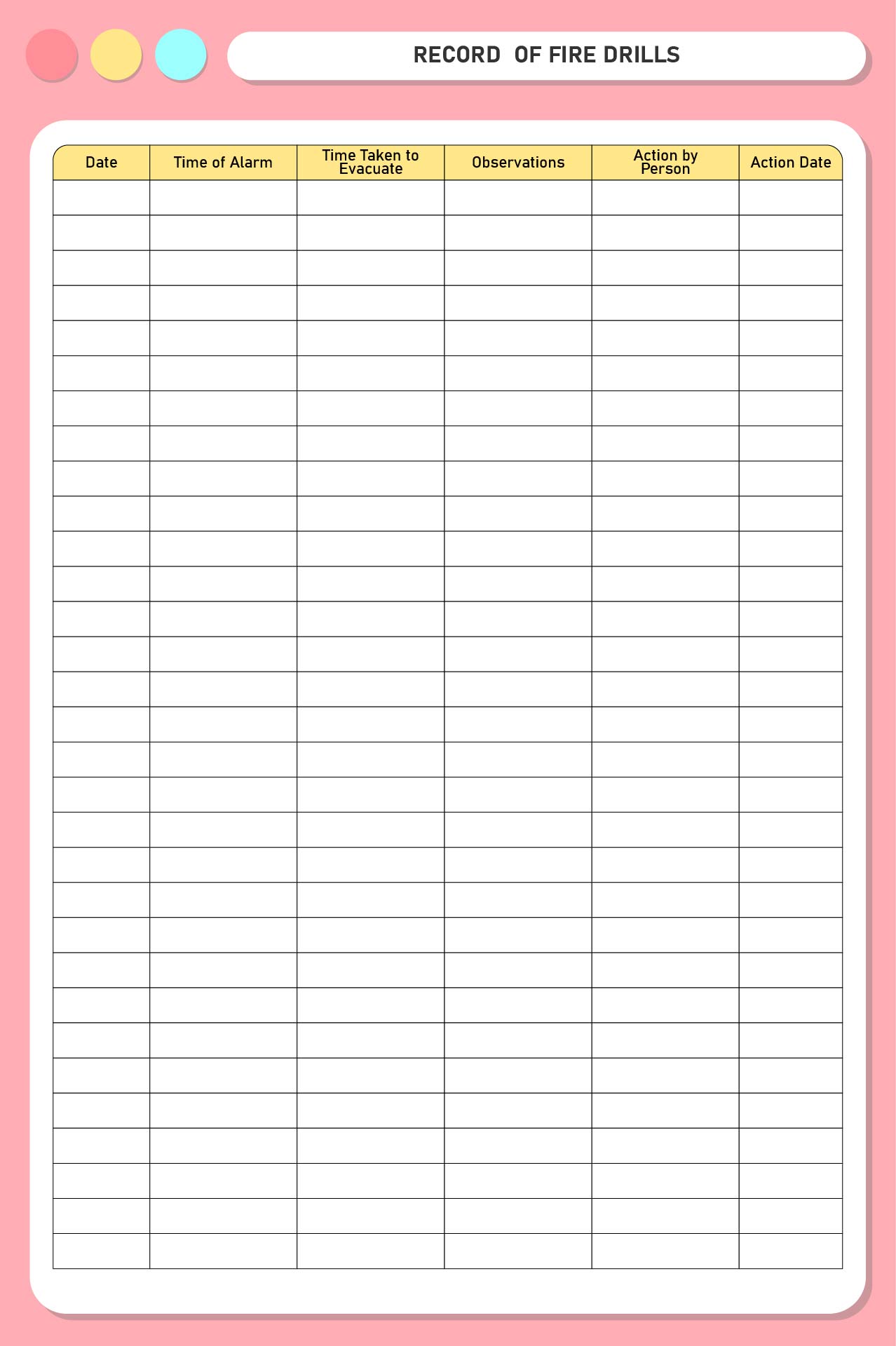 Printable Blank Log Sheet Template