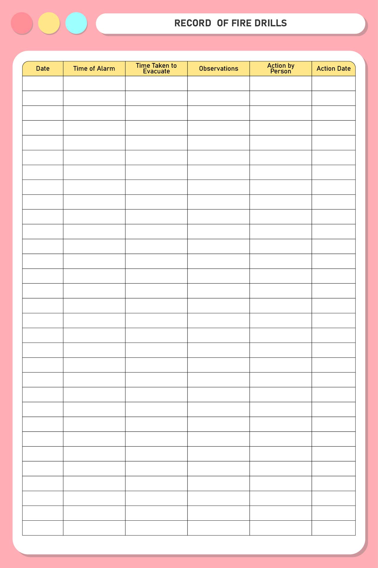 Printable Log Sheet Template