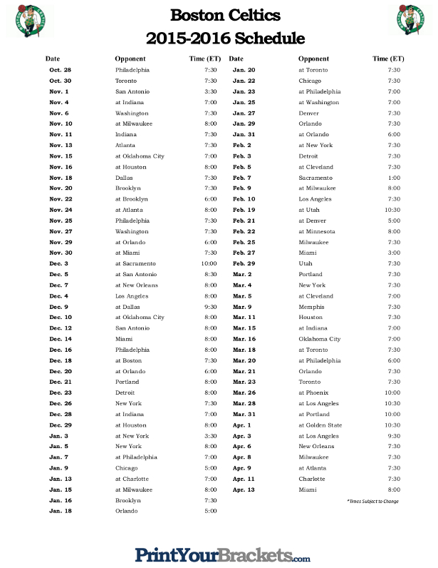 Printable Chicago Bulls Schedule 2014 2015
