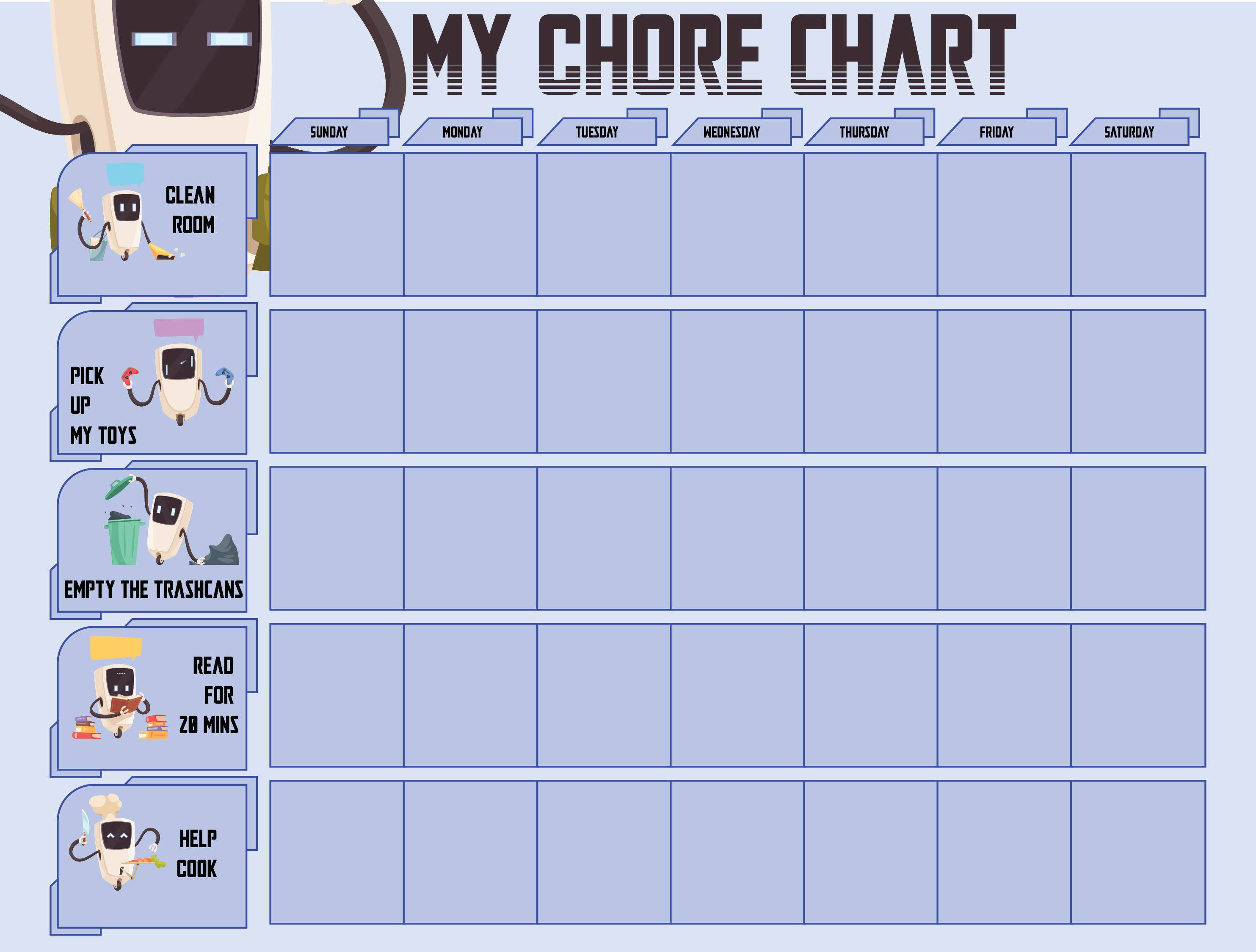 Blank Chore Chart Template Free