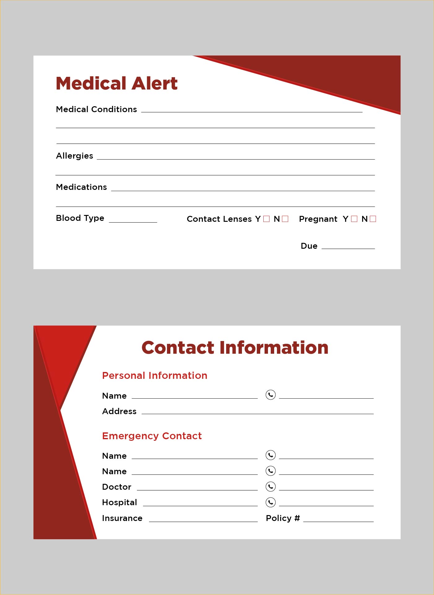 Printable Medical Alert Card