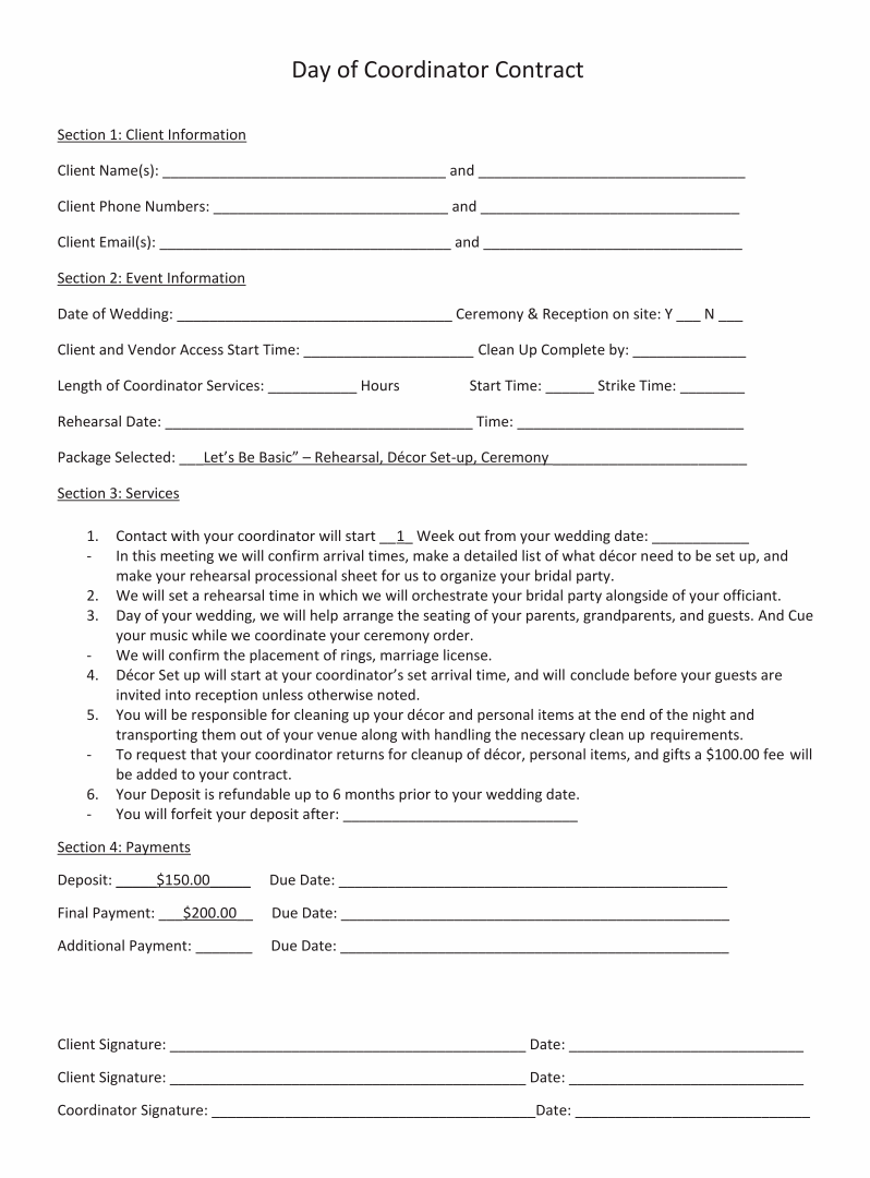 7 Best Printable Wedding Planner Contract Agreement PDF For Free At Printablee