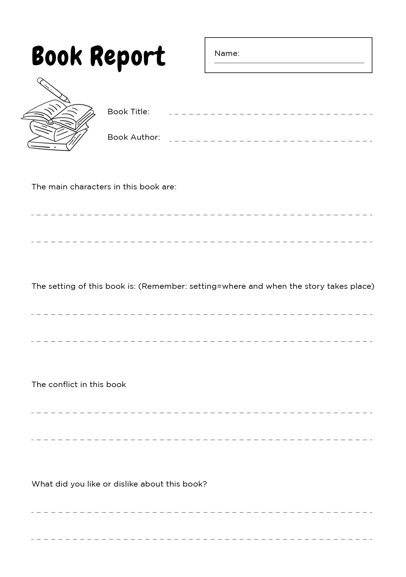 3rd Grade Book Report Worksheet