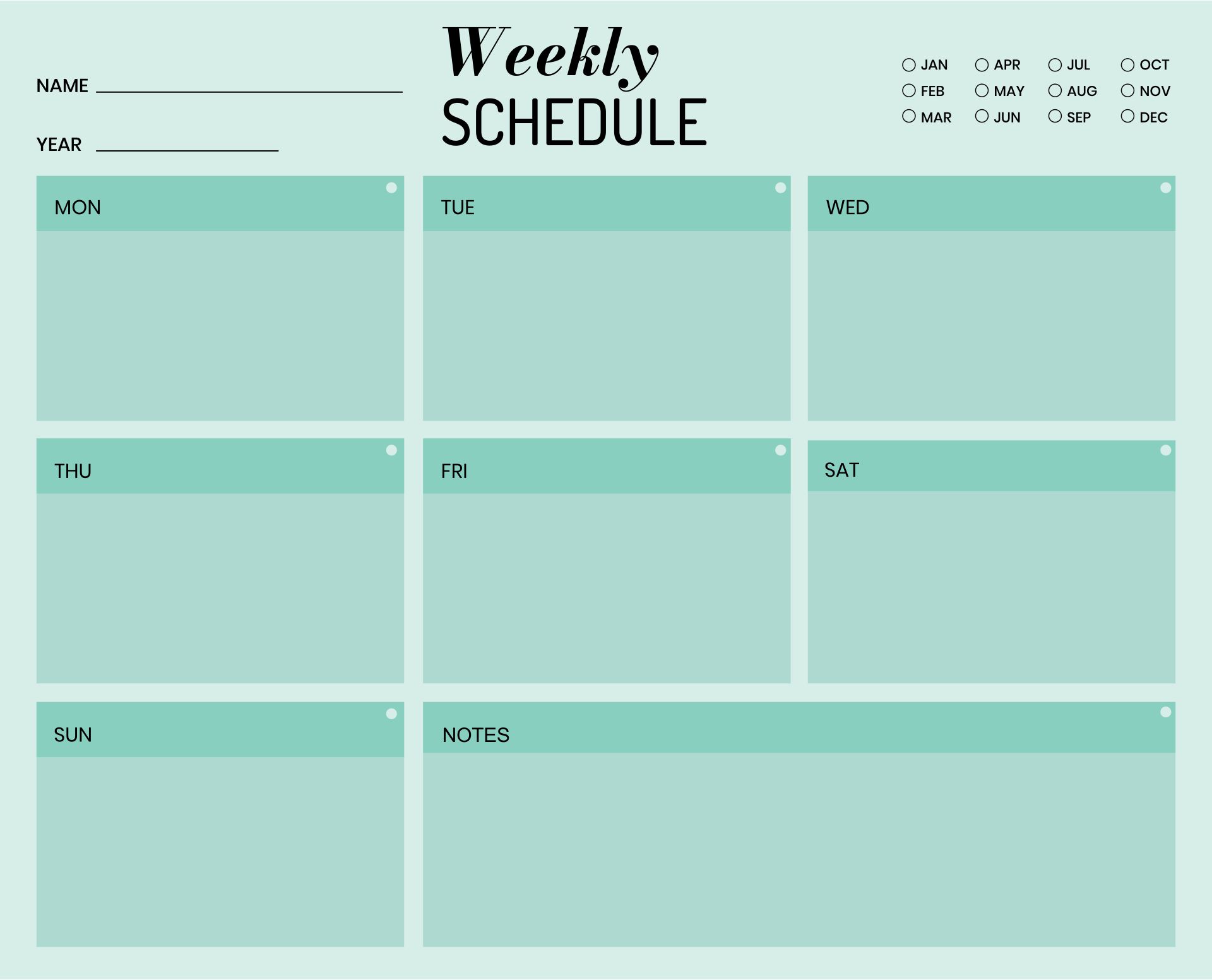 Blank Weekly Schedule Calendar